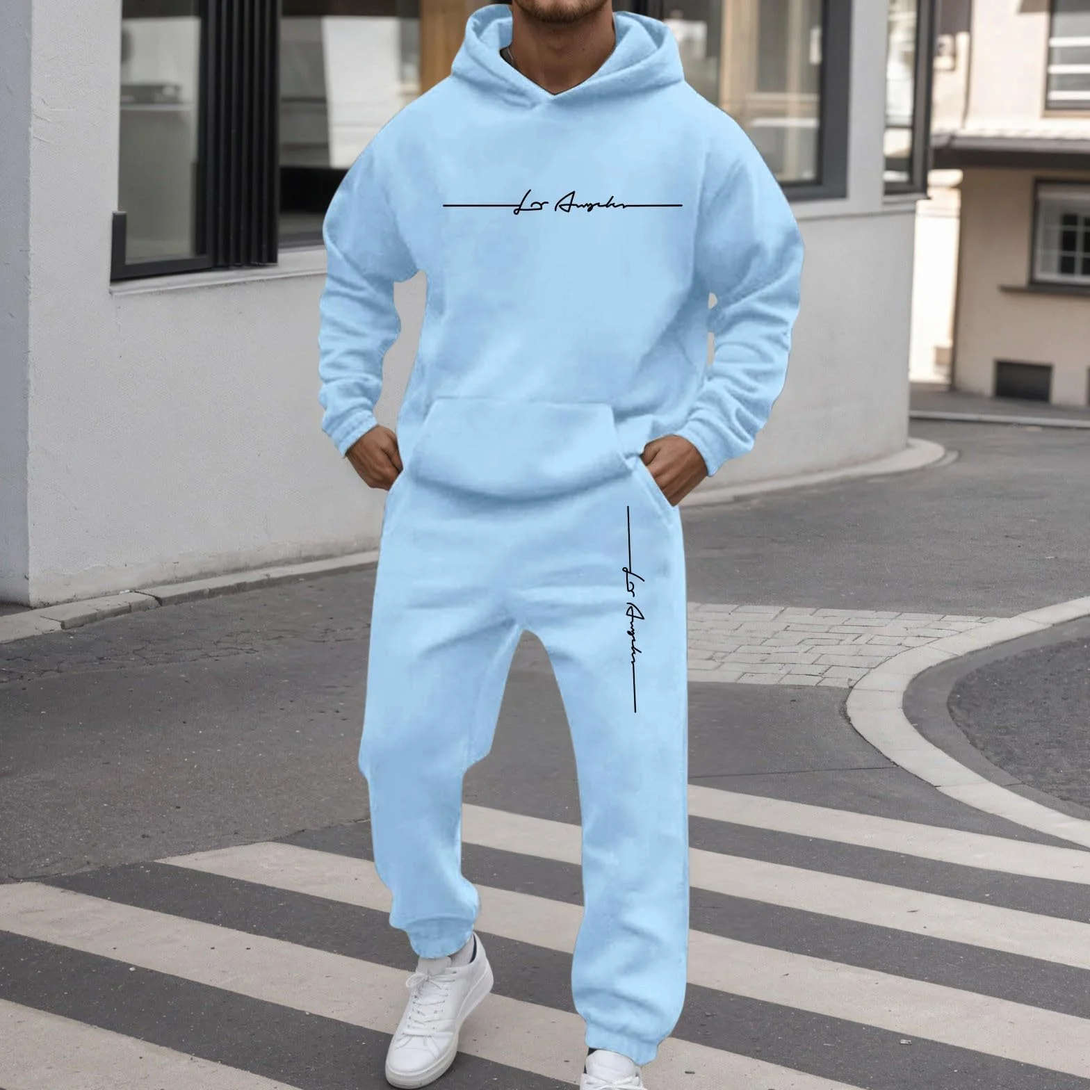 Chándal para hombre Y2K hip hop 2 piezas sudadera con capucha pantalones deportivos