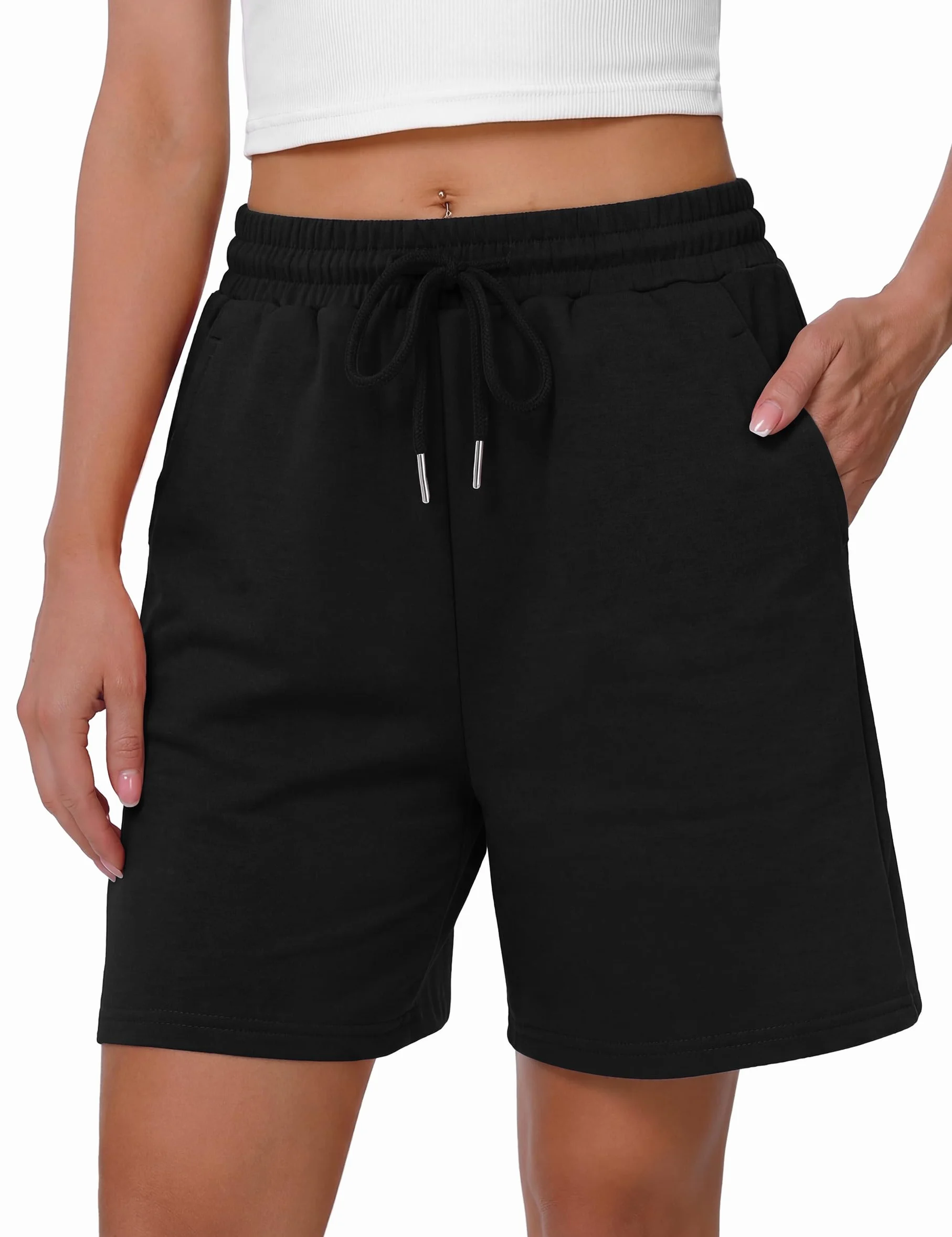 Litherday Pantalones Cortos Deportivos Mujer Transpirables con Bolsillos Cintura Elástica Fitness Yoga Running