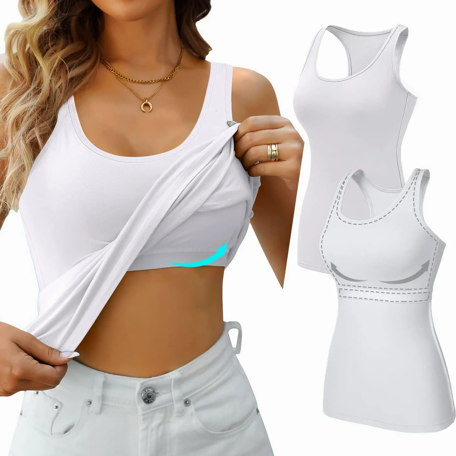 Charmo Camiseta sin Mangas para Mujer con Brasier de Espalda Cruzada para Entrenamiento y Yoga