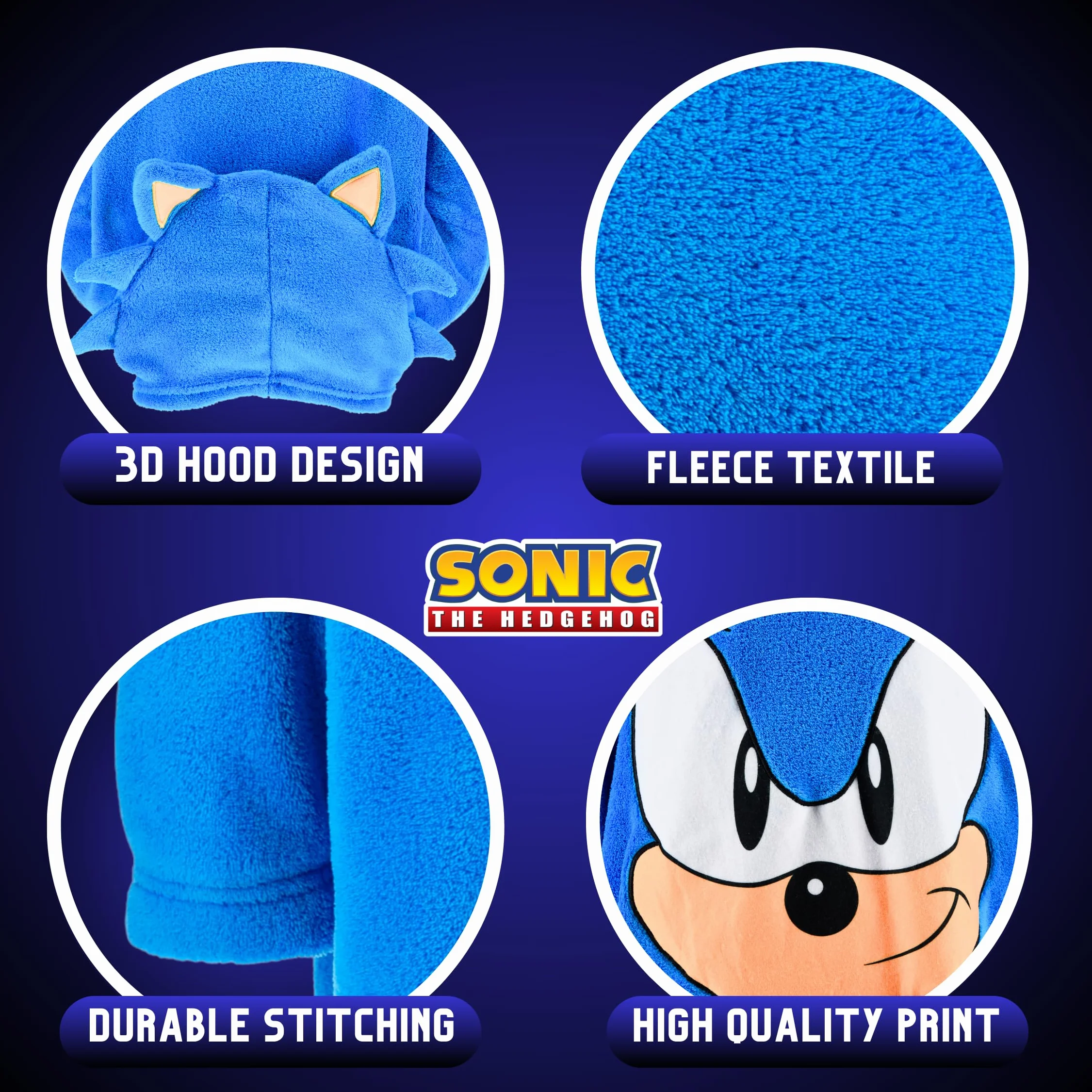 Sonic The Hedgehog Sudadera Manta con Capucha Diseño 3D Tallas 3-8 Años