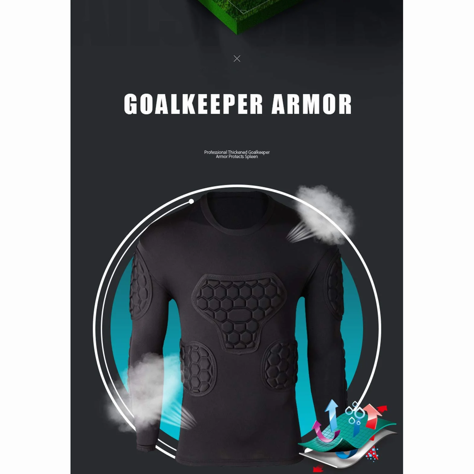 Uniforme de Portero de Fútbol Anticolisión, Jersey de Manga Larga Ajustado y Pantalones Cortos