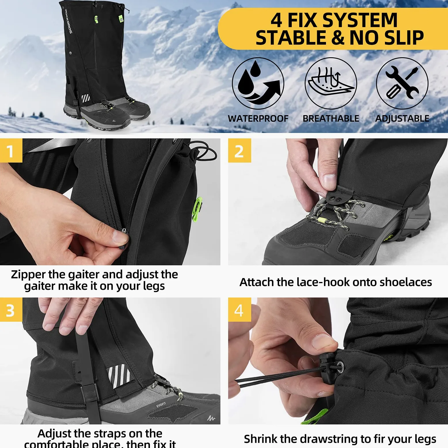 ROCKBROS Polanias Impermeable Polanias Nieve para Piernas a Prueba de Polvo Lluvia Polanias de Senderismo para Escalada Caza Esquí Deporte al Aire Libre,Unisex