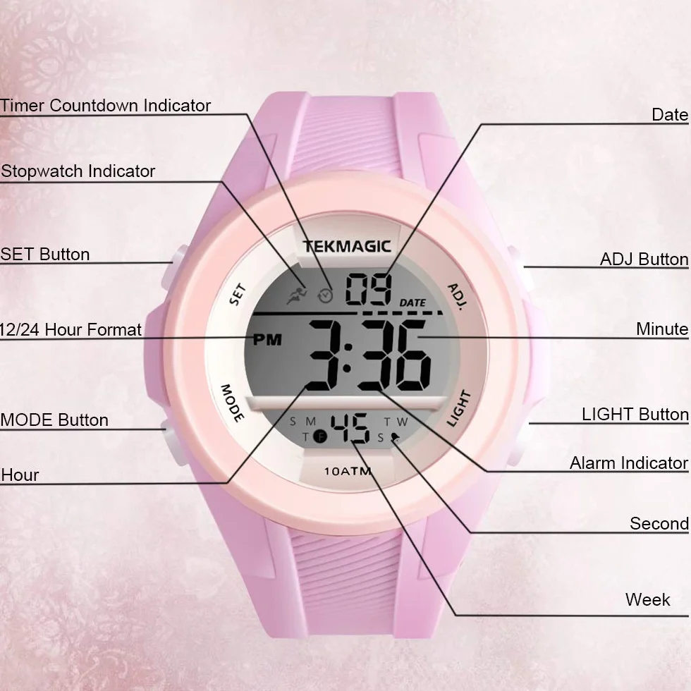 Reloj de Pulsera Impermeable 10 ATM para Bucear Nadar con Cronógrafo Alarma Zona Horaria Dual