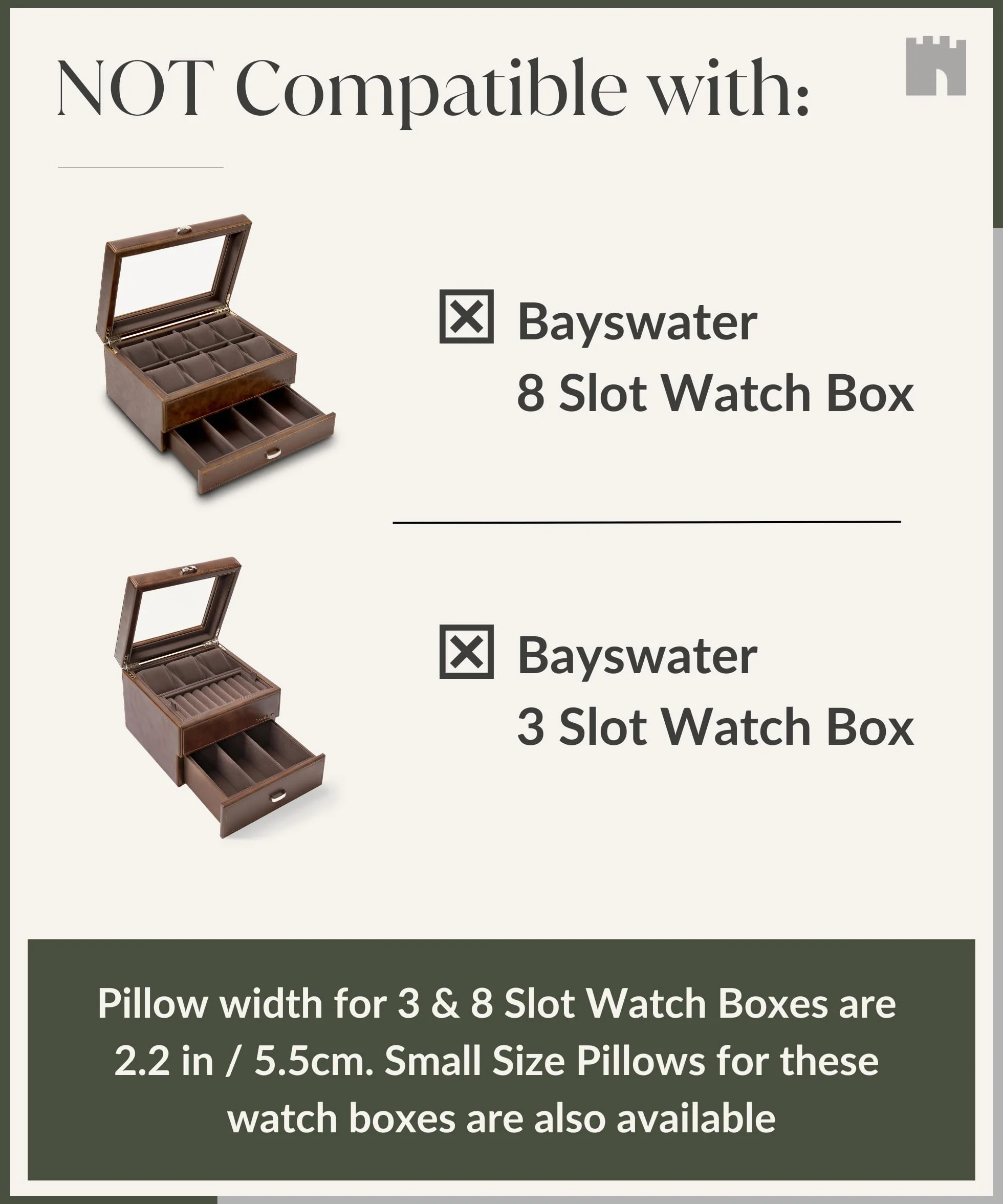 TAWBURY Bayswater Almohadas para caja de reloj 17,8 cm 50 mm Paquete de 12