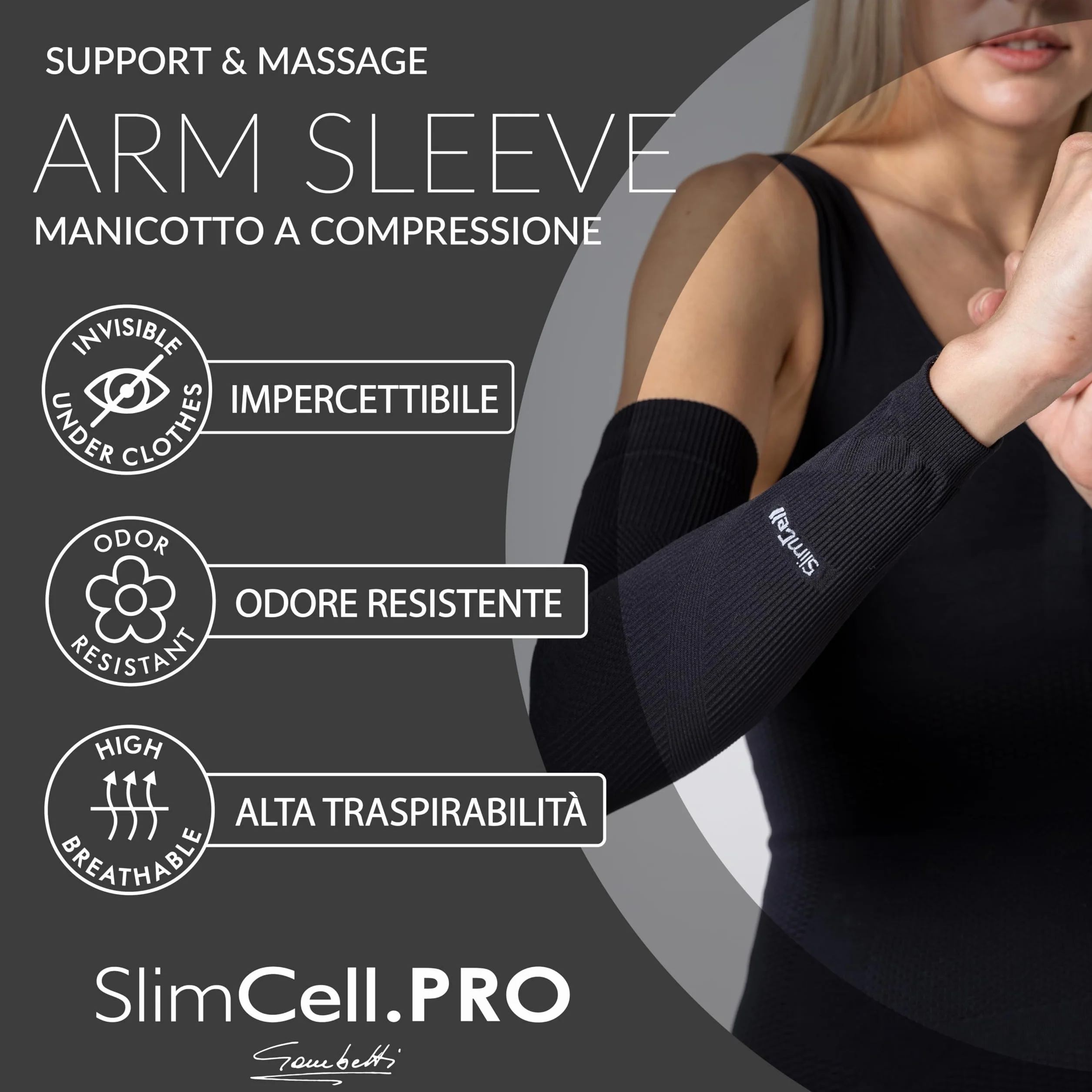 SLIMCELL PRO Manguitos Deportivos Unisex Anti UV Compresion Brazo Running Ciclismo Voleibol