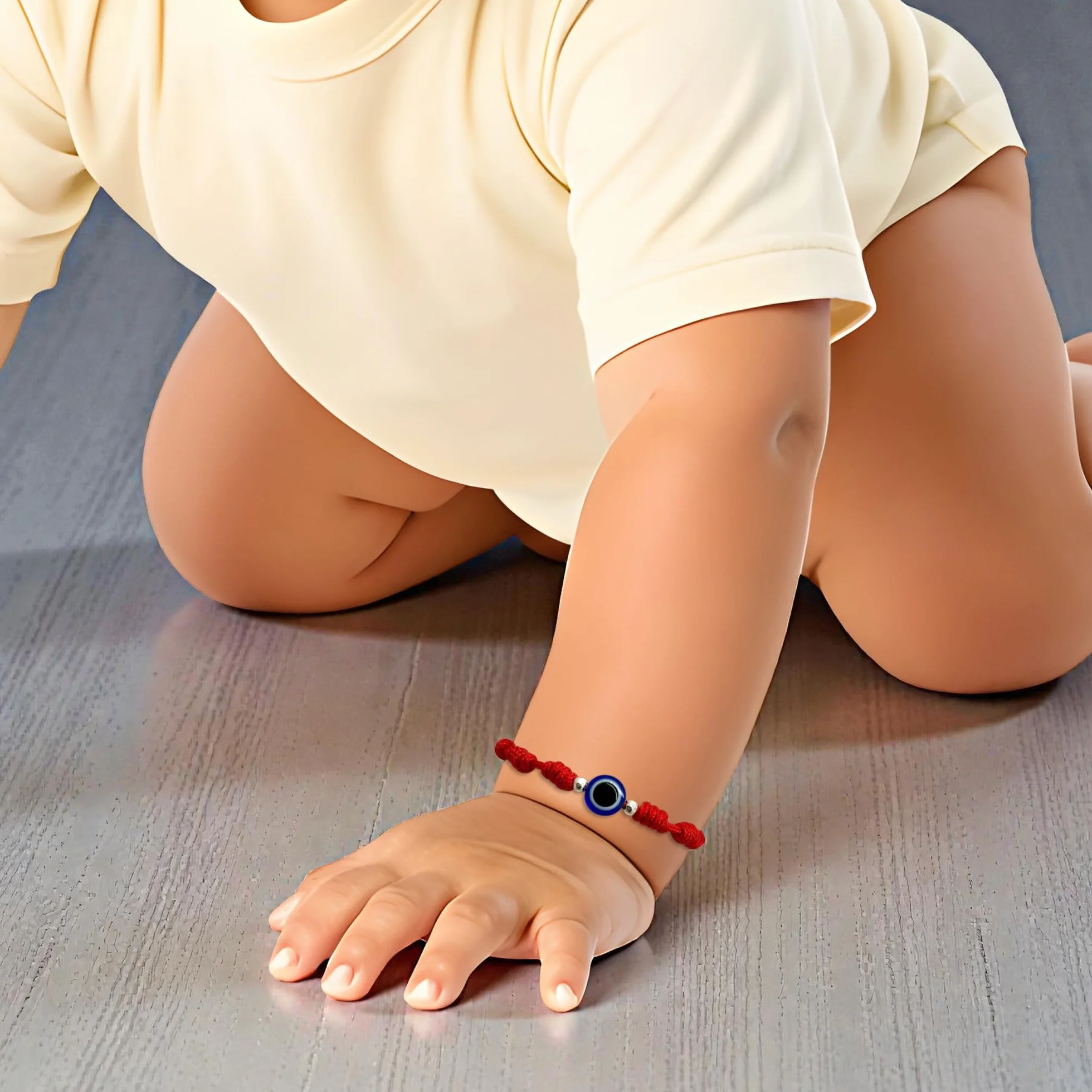Pulsera de nudos ojo turco bebé roja contra mal de ojo amuleto buena suerte hilo rojo protección niños talla especial