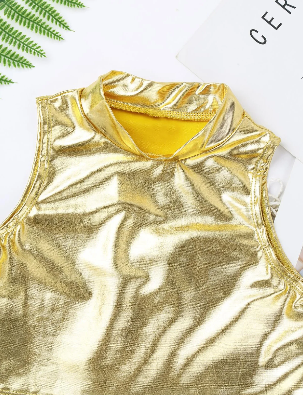 Freebily Sujetador Deportivo Niñas Crop Top sin Mangas Brillo Metálico Camiseta Corta Verano Tank Top Danza Gimnasia Ballet Fitness Running