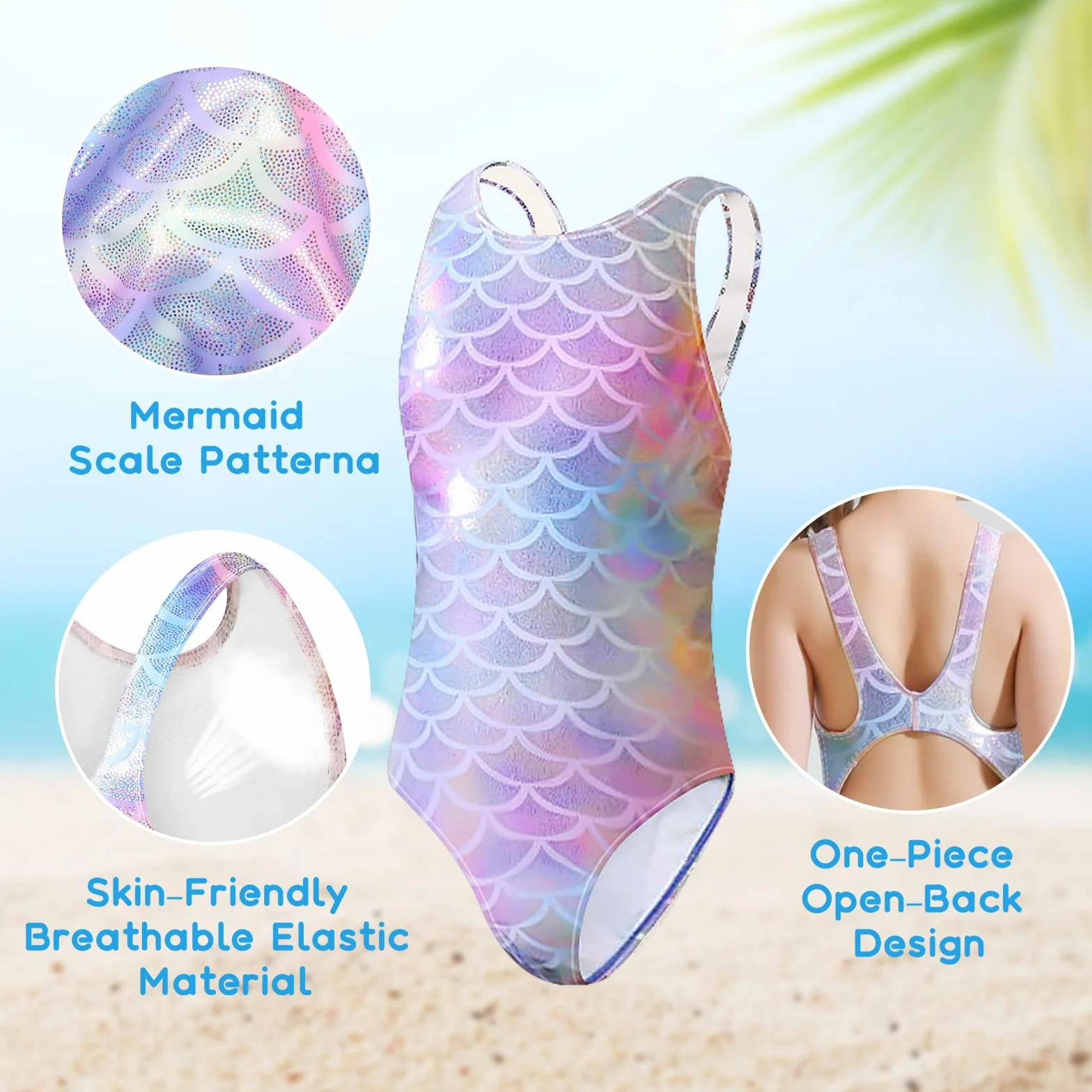 flintronic Traje de Baño Una Pieza Niña, Bañador Hawaiano