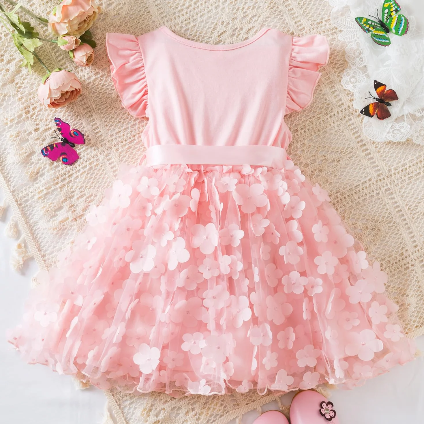 Vestido Tutú Floral Cielo Estrellado para Niña Pequeña Fiesta de Verano
