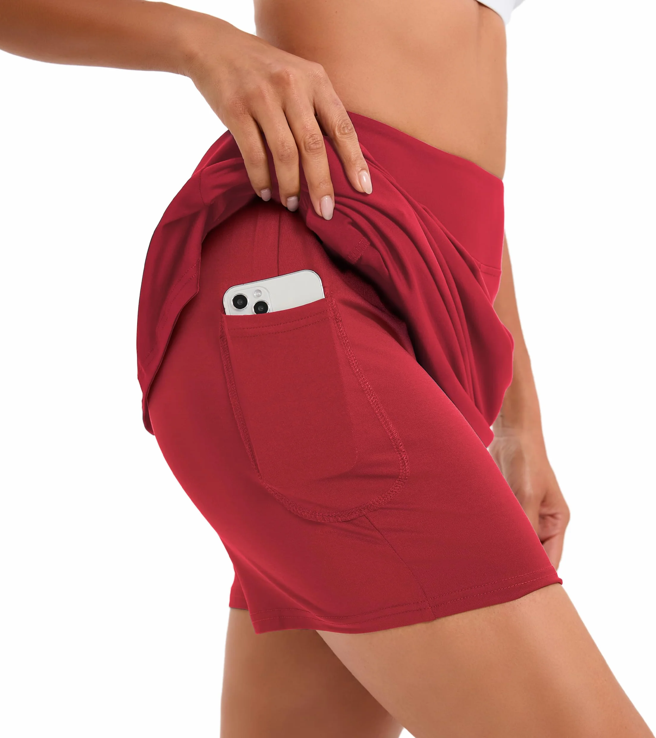 Timuspo Ropa Deportiva Mujer Pantalones Longitud Rodilla Falda Tenis Cintura Alta con Pantalones Debajo Golf