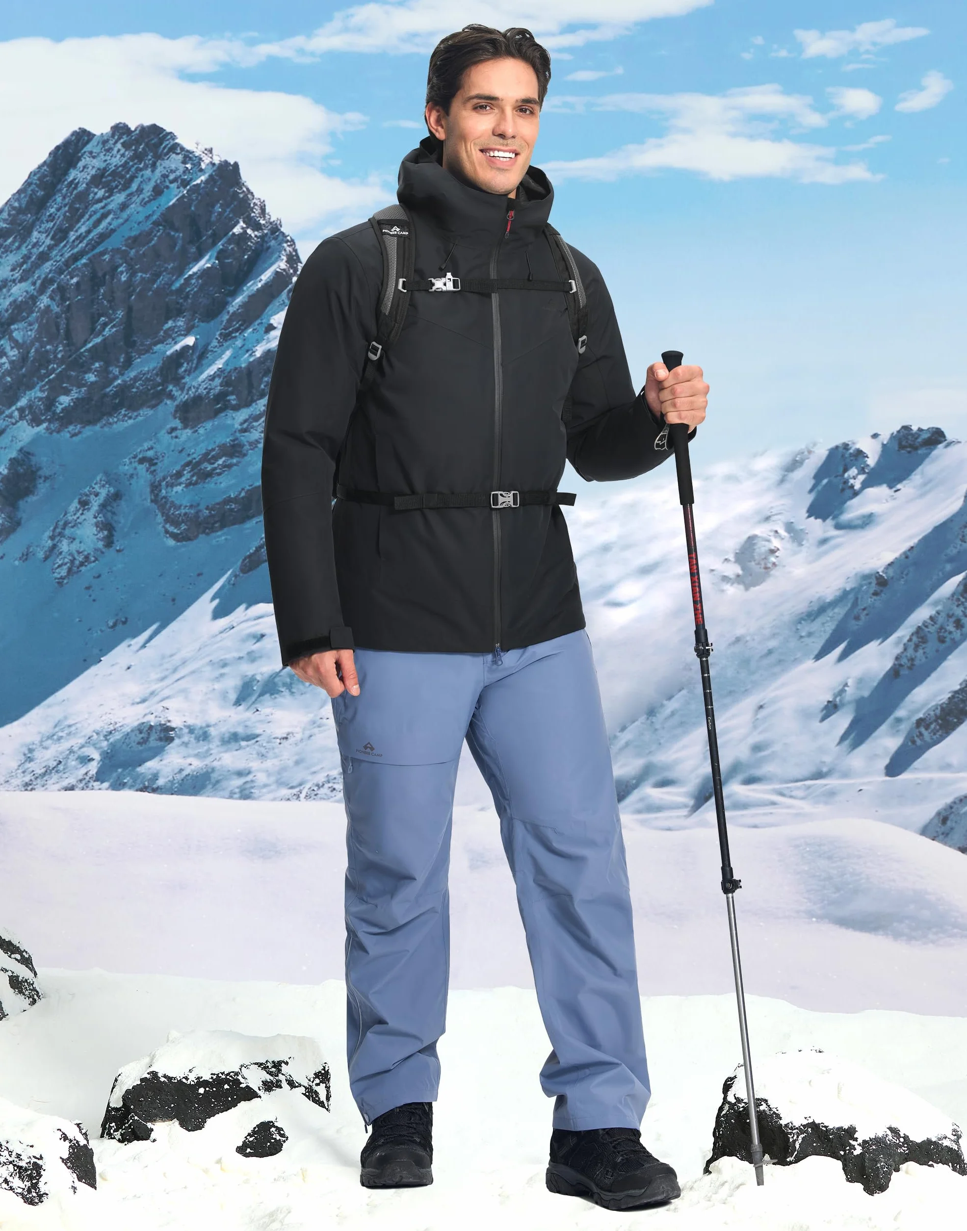 Pioneer Camp Chaqueta impermeable 3 en 1 hombre con forro plumón gorro ajustable