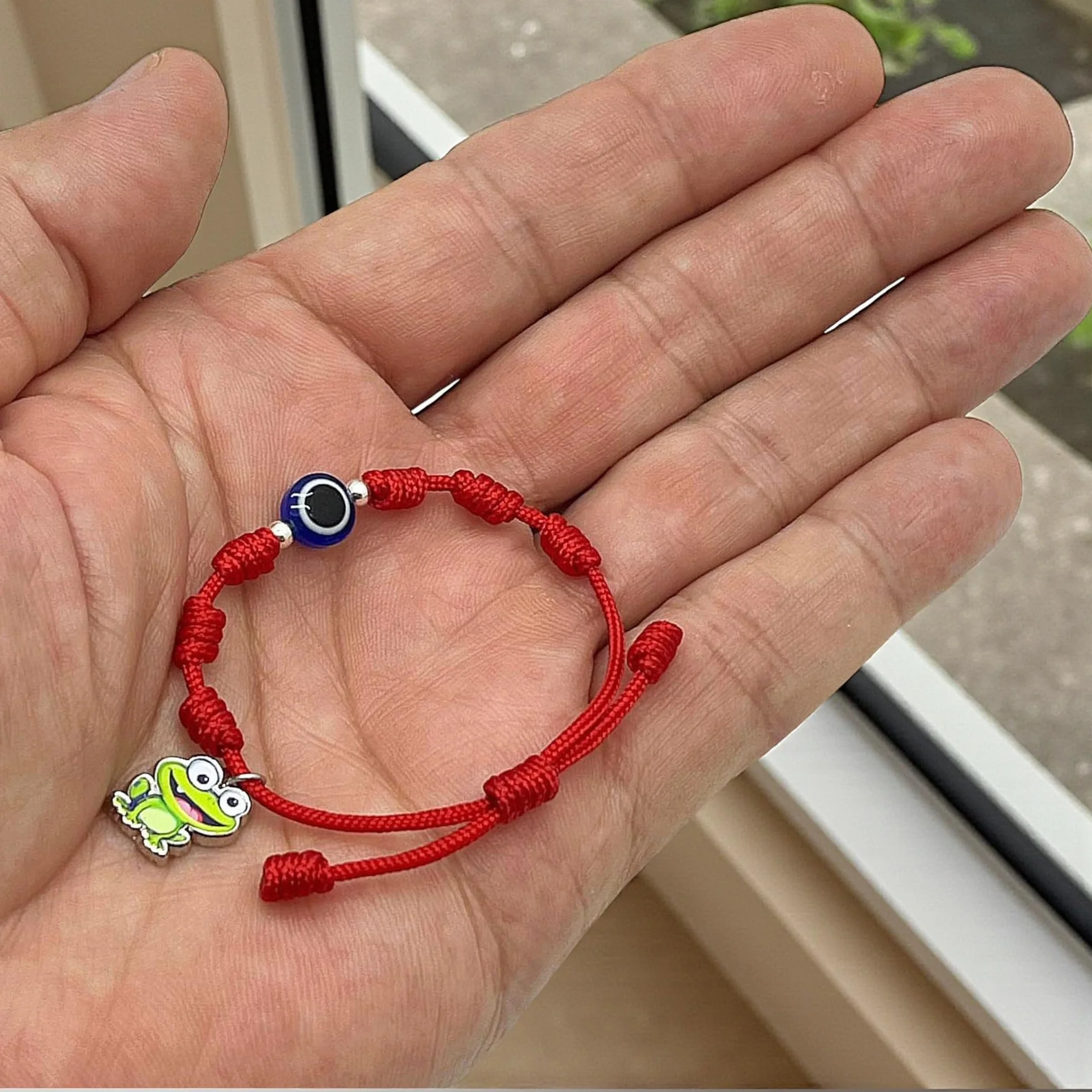 Pulsera de nudos ojo turco bebé roja contra mal de ojo amuleto buena suerte hilo rojo protección niños talla especial