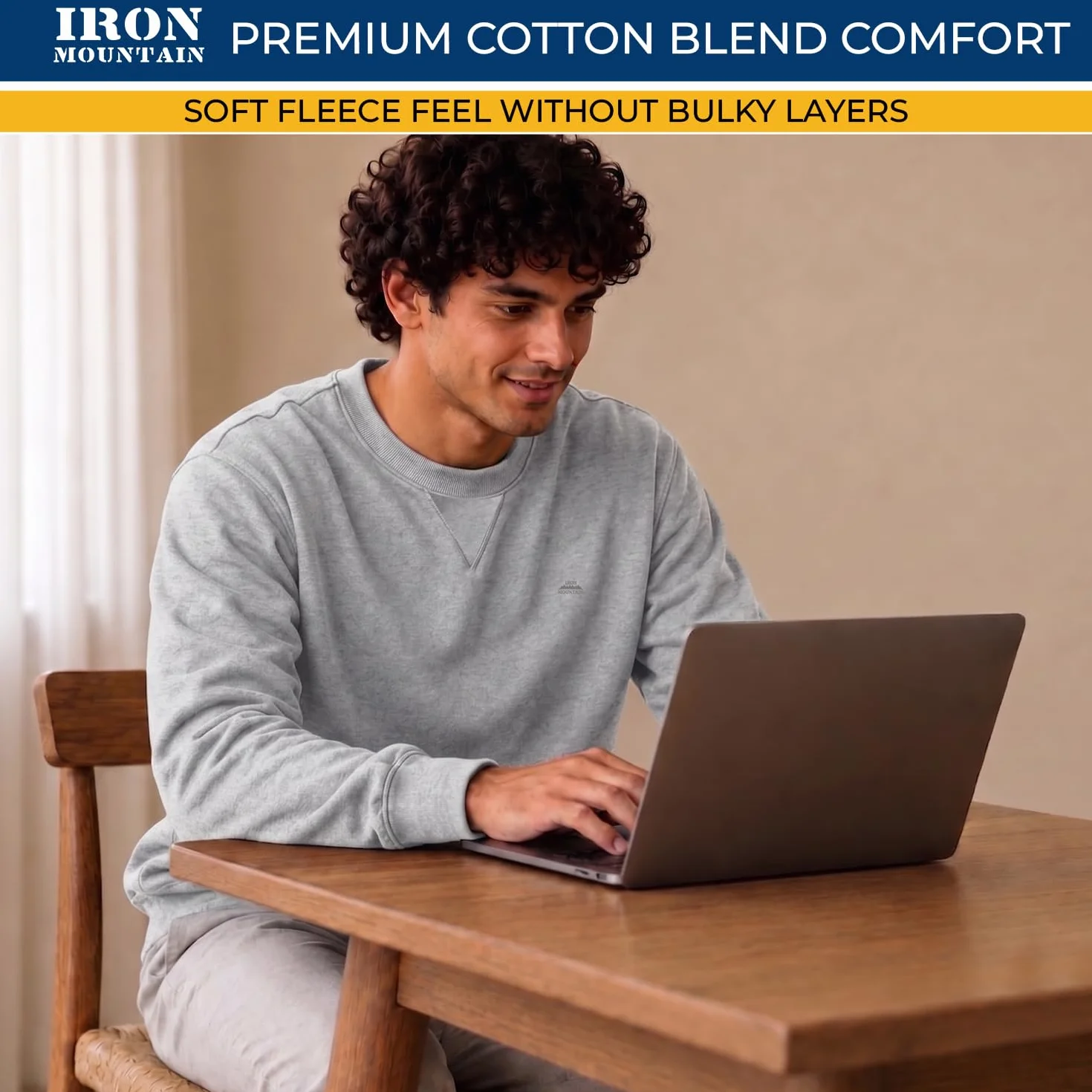 Iron Mountain IMSWT205 Sudadera de Cuello Redondo para Hombre con Hilo Reciclado Anti-Pilling Flexible