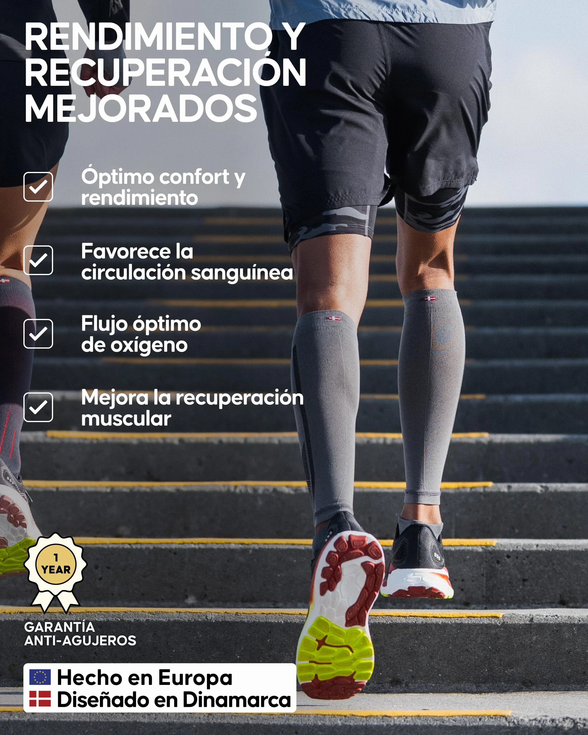 DANISH ENDURANCE Manga de Compresión Premium para Running, Secado Rápido, Hombre y Mujer, 1 o 3 Pack