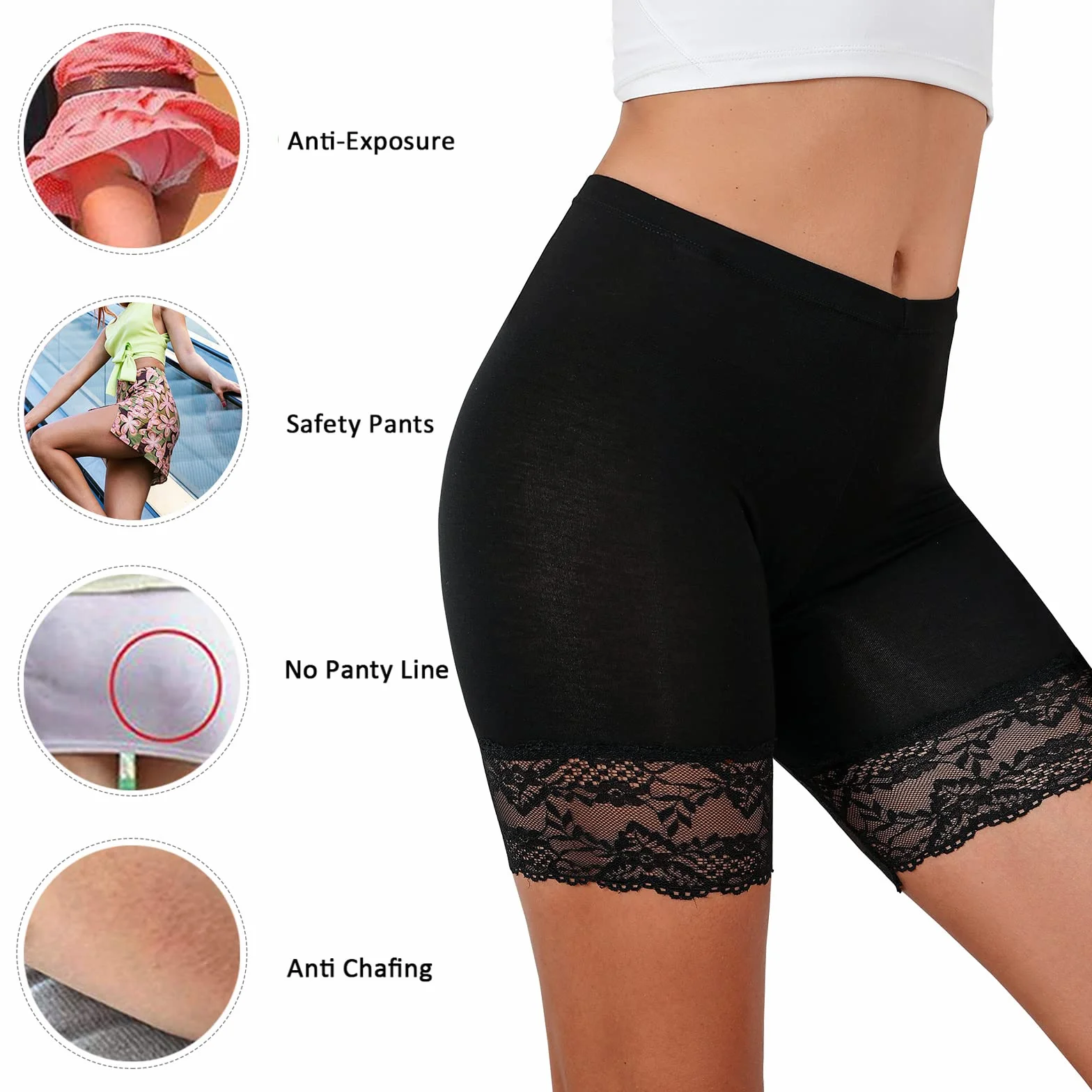 Tuopuda Braga para Mujer Boy Short Hipster con Encaje Largo Boxer Cintura Alta Algodon Shorts Pantalones Deportivas para Running Yoga