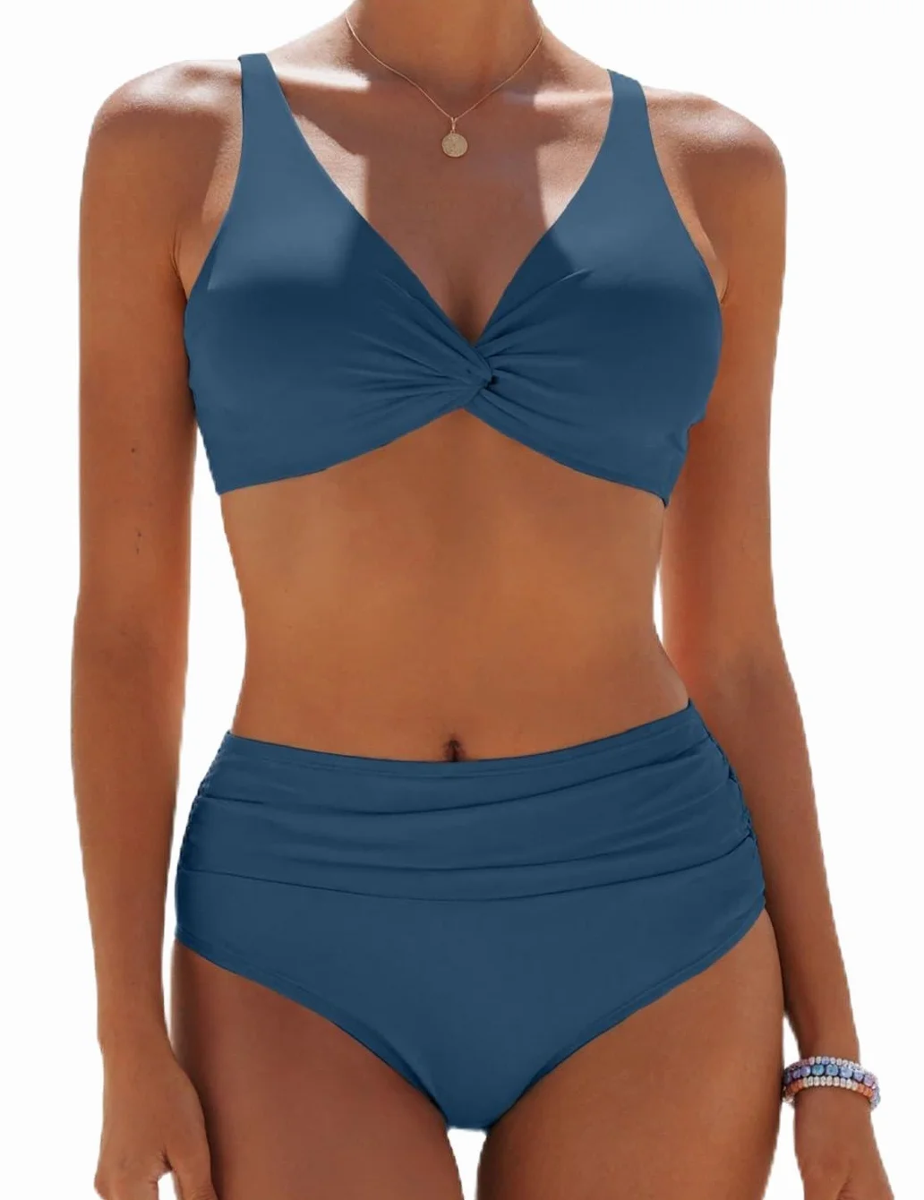 CheChury Bikini Set Mujer Dos Piezas Talle Alto Cuello en V Reductor Control Vientre Push Up