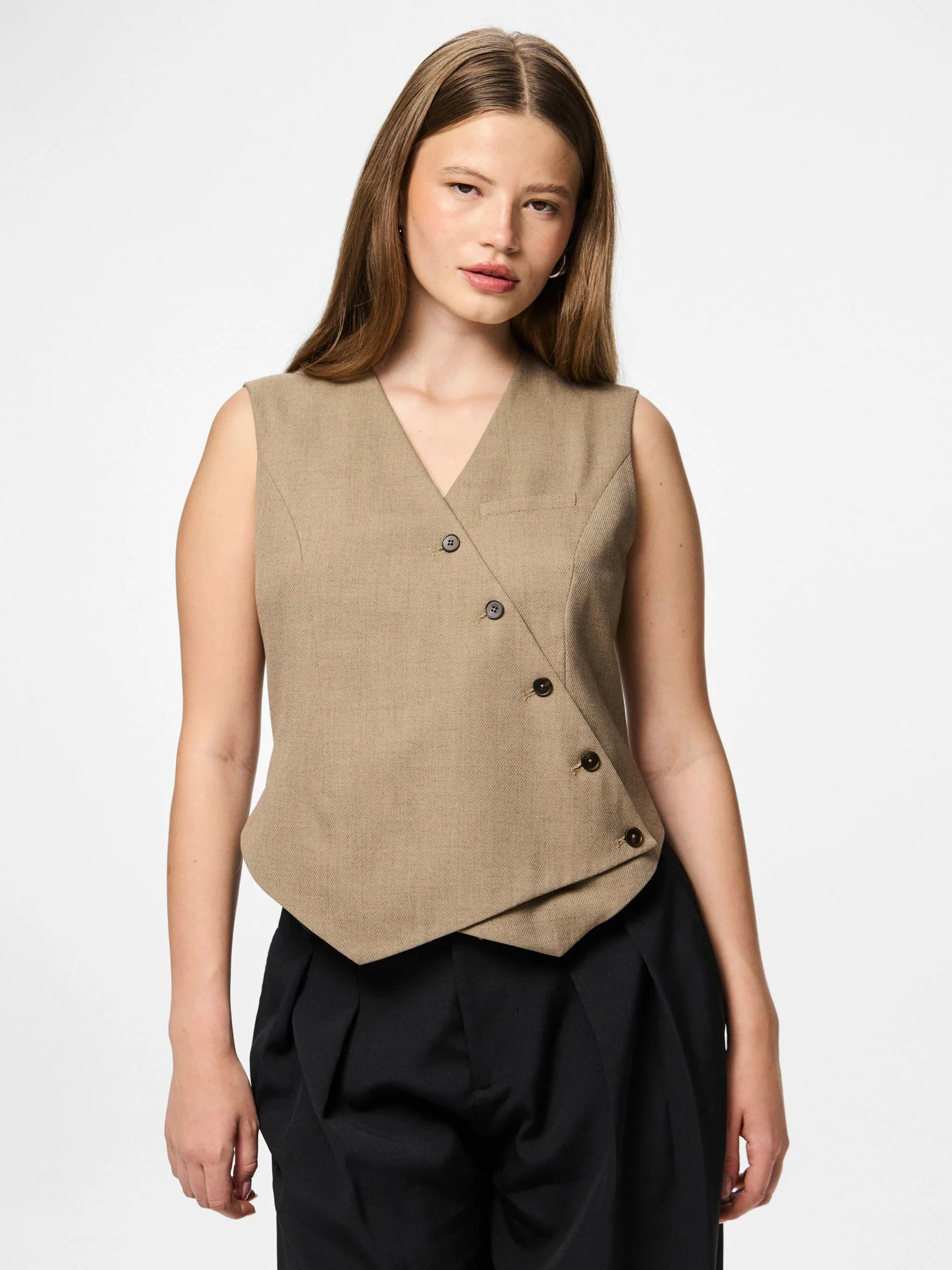 Pcbubbles Asymmetric Vest Chaqueta asimétrica Mujer Pack de 1
