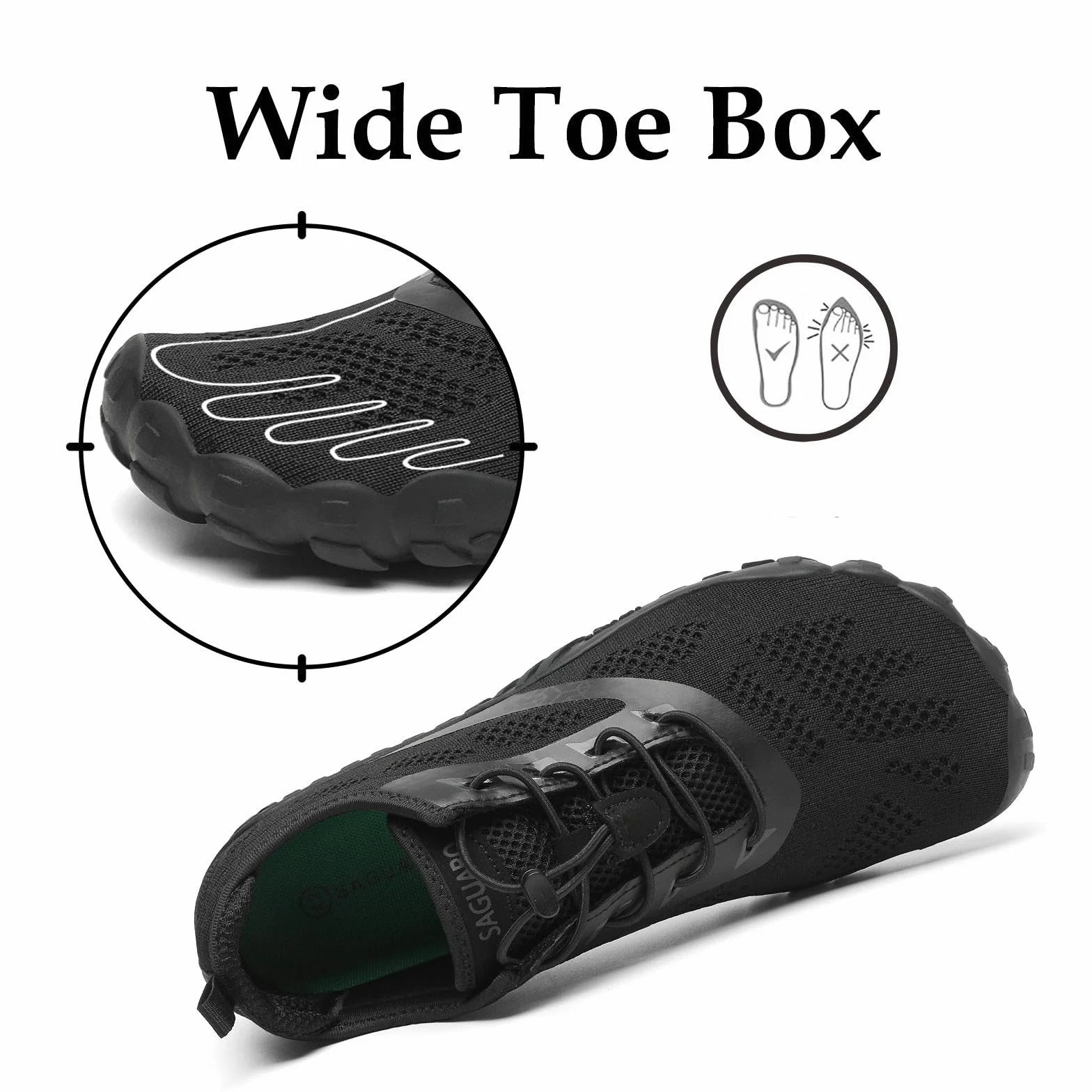 SAGUARO Zapatillas Minimalistas Barefoot Hombre Mujer - Ligeras Antideslizante Respirable - con Caja Tox Ancha y Suela Zero Drop