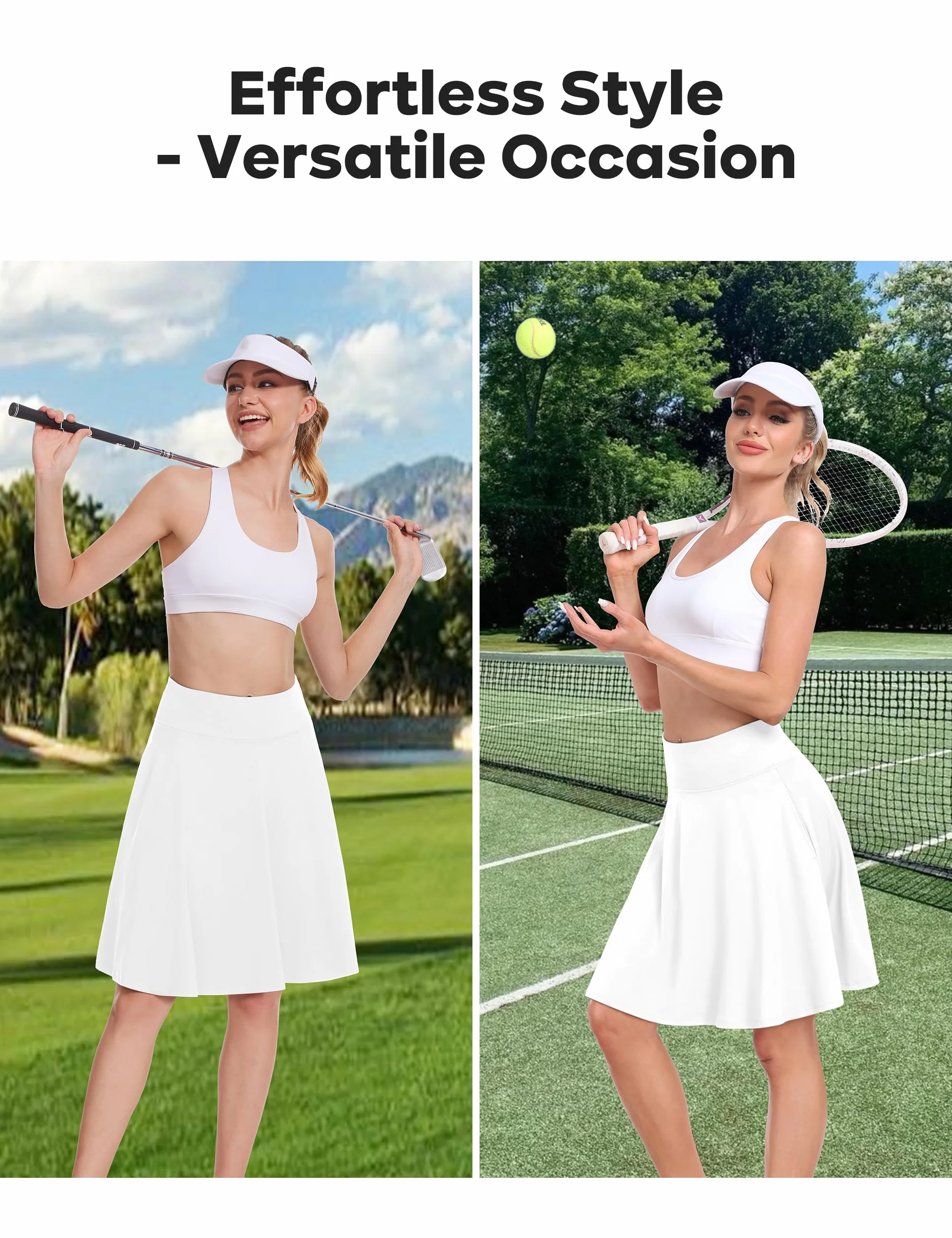Desol Faldas de tenis y golf de 20 pulgadas para mujer, cintura alta, atlética, con pantalones cortos y bolsillos