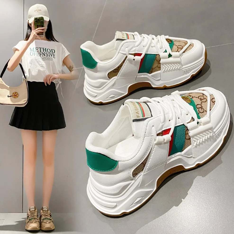 Daddy Shoes Mujer Ligero Fondo Grueso Casual Zapatos Zapatillas Deportivas Cabeza Redonda Bajo Cuatro Estaciones
