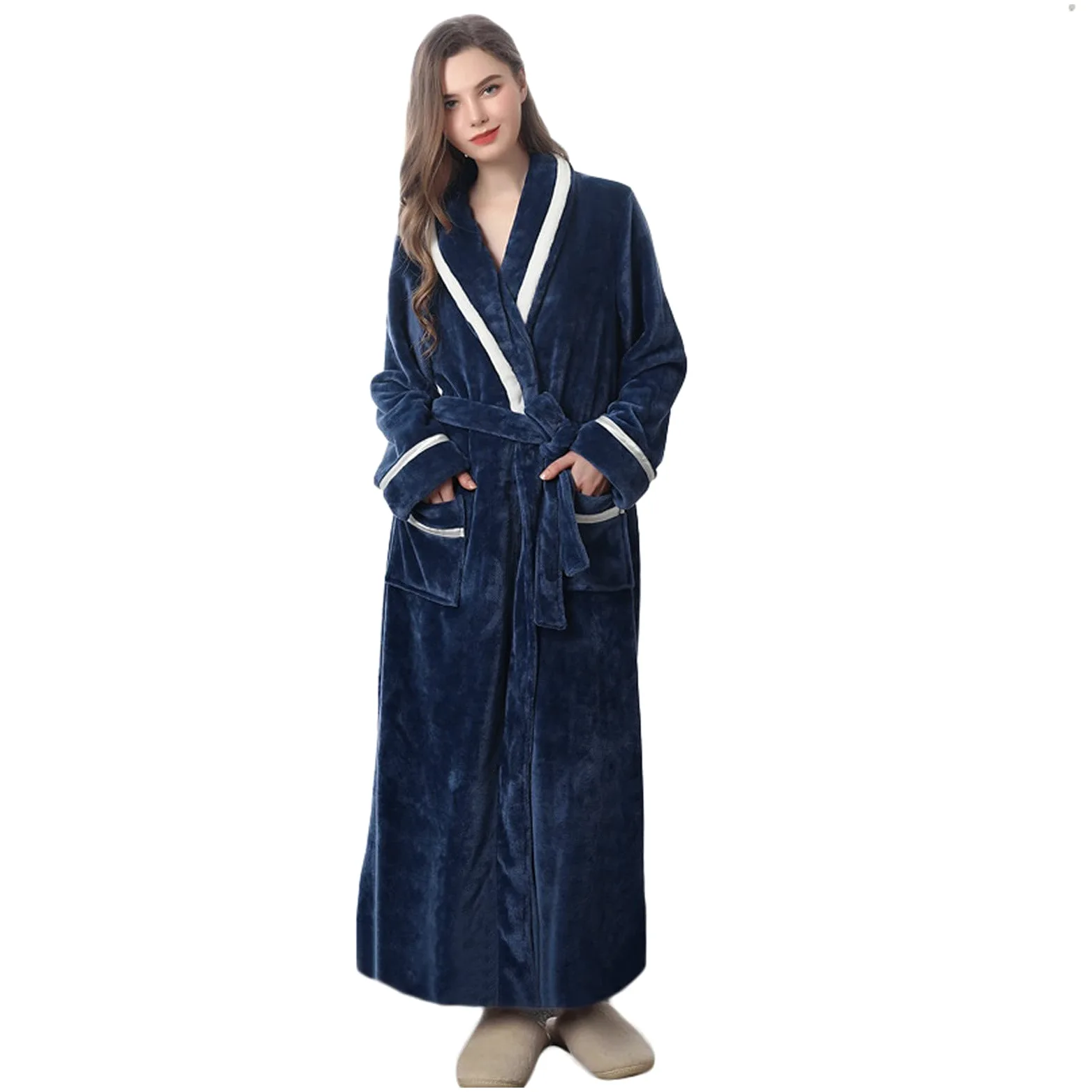 Albornoz de hombre de algodón, albornoz de mujer de microfibra, elegante, albornoz de microfibra para hombre y mujer, con bolsillos, capucha y cinturón, bata de noche larga muy suave para