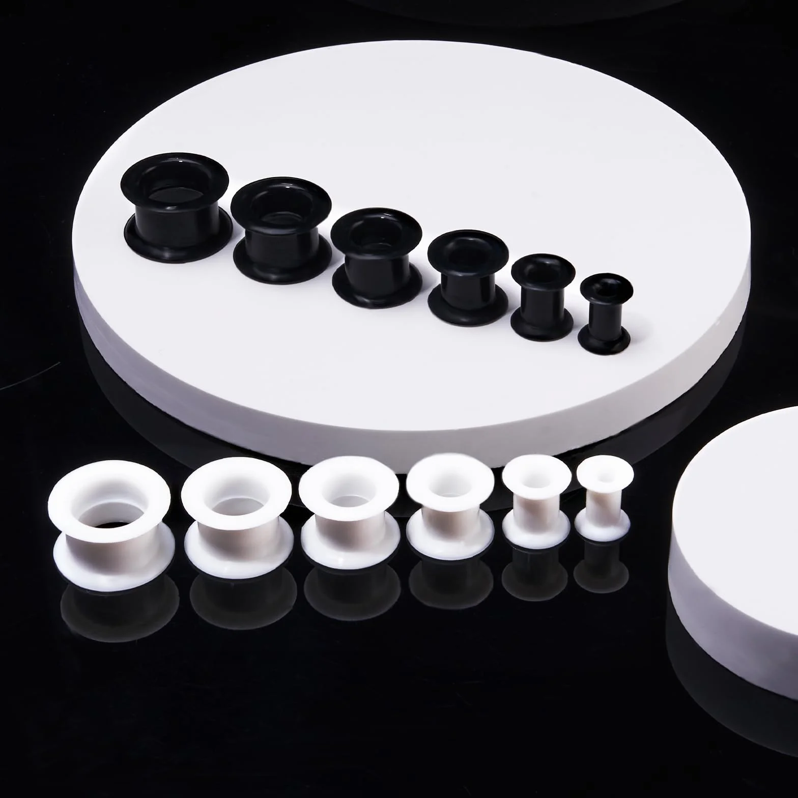 Longbeauty dilatadores de silicona dura oreja piercing doble flared 6 mm - 25 mm