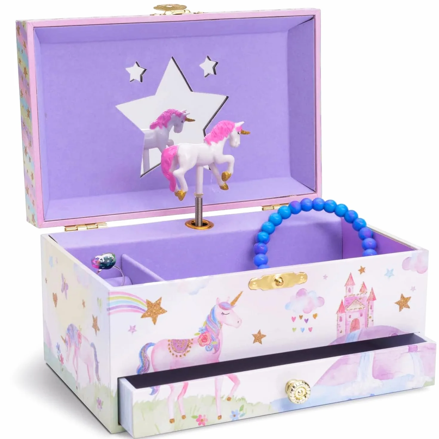 Jewelkeeper Caja Musical Unicornio para Niñas con Cajón Extraíble y Melodía The Beautiful Dreamer