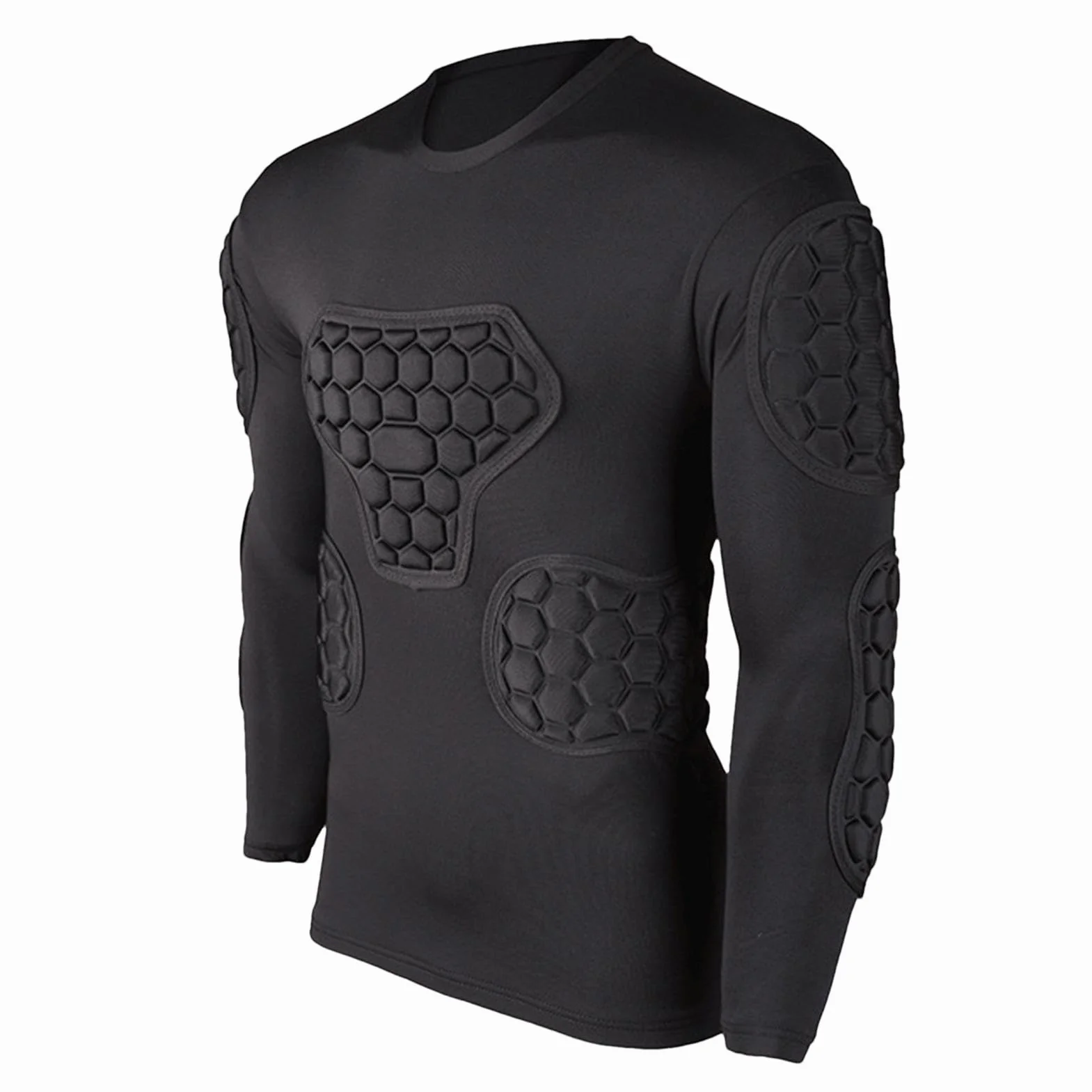 Camiseta de portero manga larga acolchada para jóvenes, ropa de entrenamiento de fútbol baloncesto paintball parkour