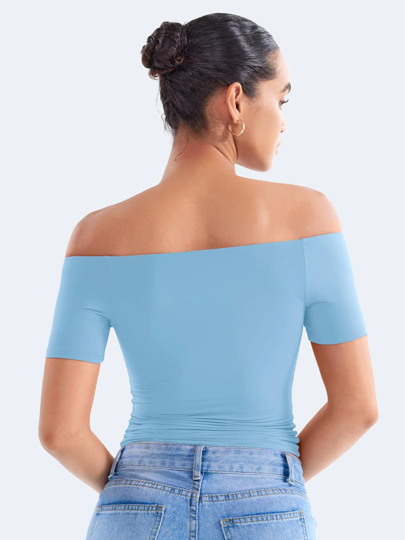 ZAAYO Y2K Summer Crop Top Camiseta deportiva para mujer con hombros descubiertos