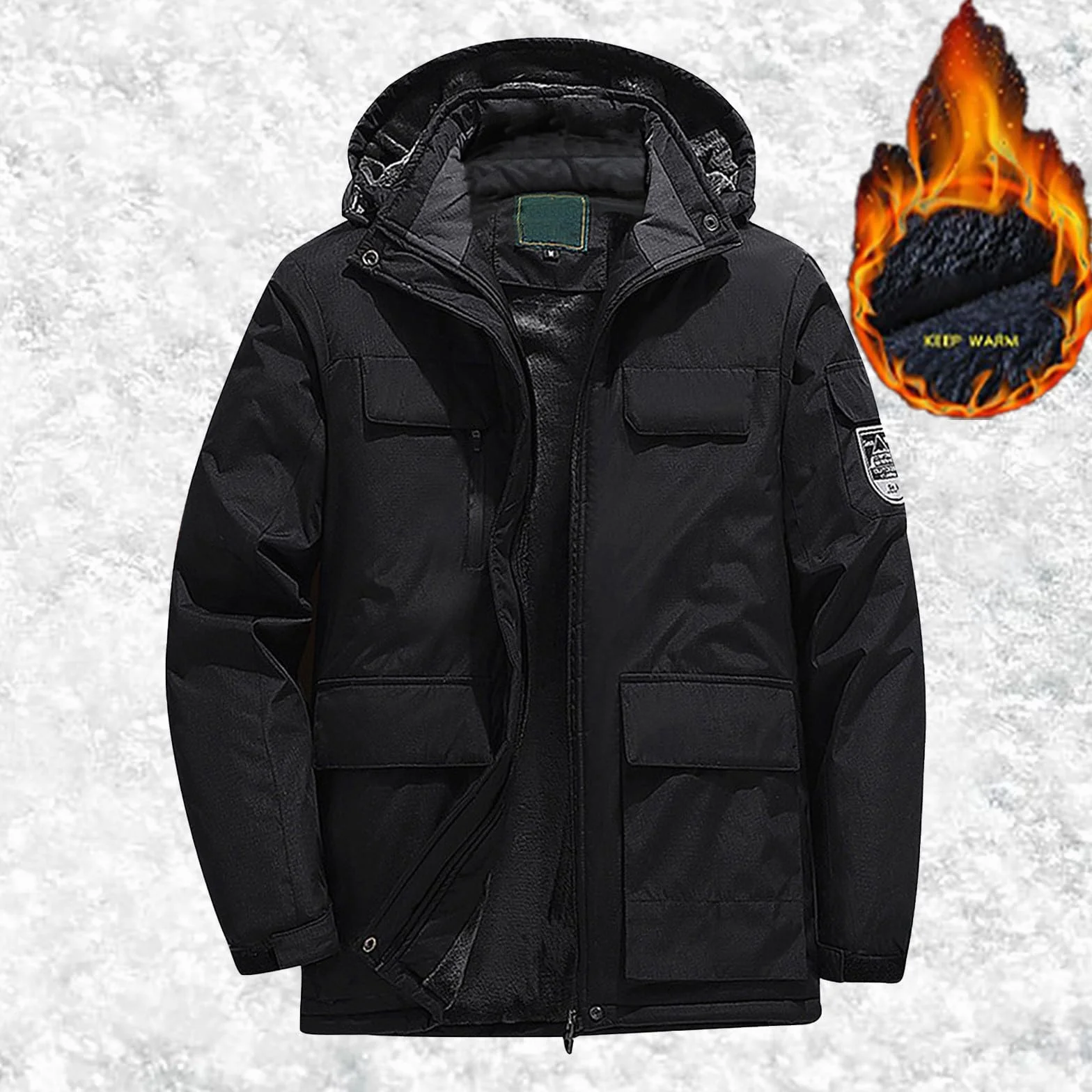 Generisch Chaquetas de Invierno para Hombre Abrigo Talla Grande Esquí Senderismo L 4XL