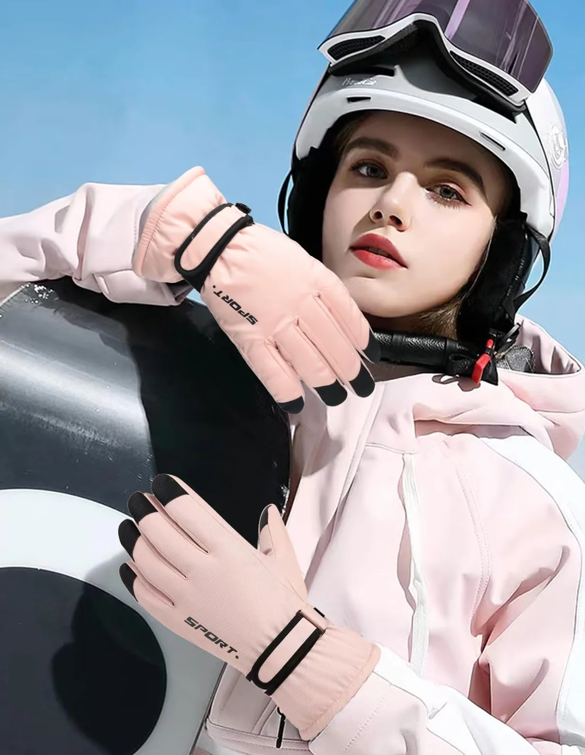 Guantes de Esquí Impermeables Mujer Nieve Invierno - Grueso Térmicos Pantalla Táctil Unisex Snowboard Moto Ciclismo