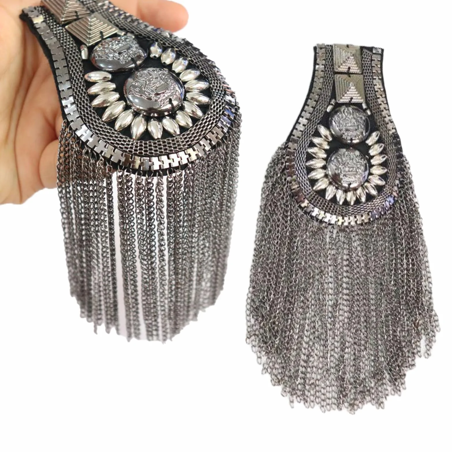 2 piezas Charretera de Cadena con Borlas, Charreteras con Borlas Unisex, Charreteras Punk, Para Fiestas de Disfraces, Representaciones Teatrales, Decoración de Uniformes