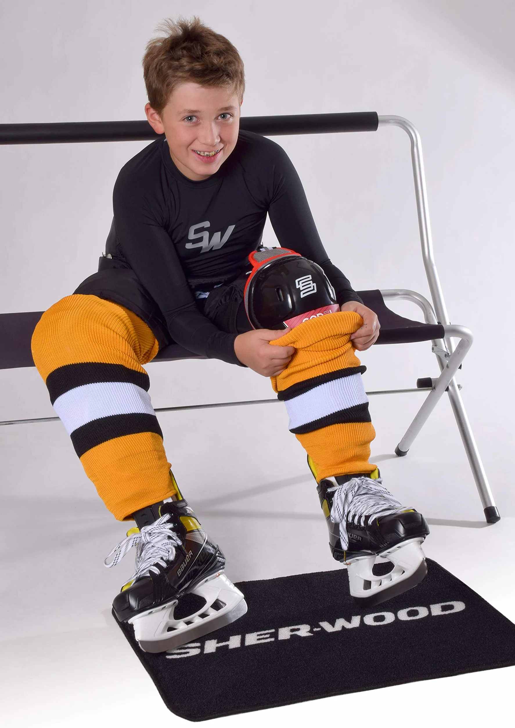 Sherwood NHL Espinillera Medias Hockey Niños 100% Poliéster