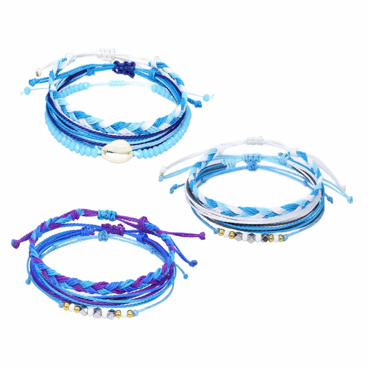 cuerda de mano pulsera de conchas pulsera tejida Pulsera ligera amistad tobilleras pulseras joyas pulseira mulher accesorios fiesta cadena de muñeca correa de muñeca