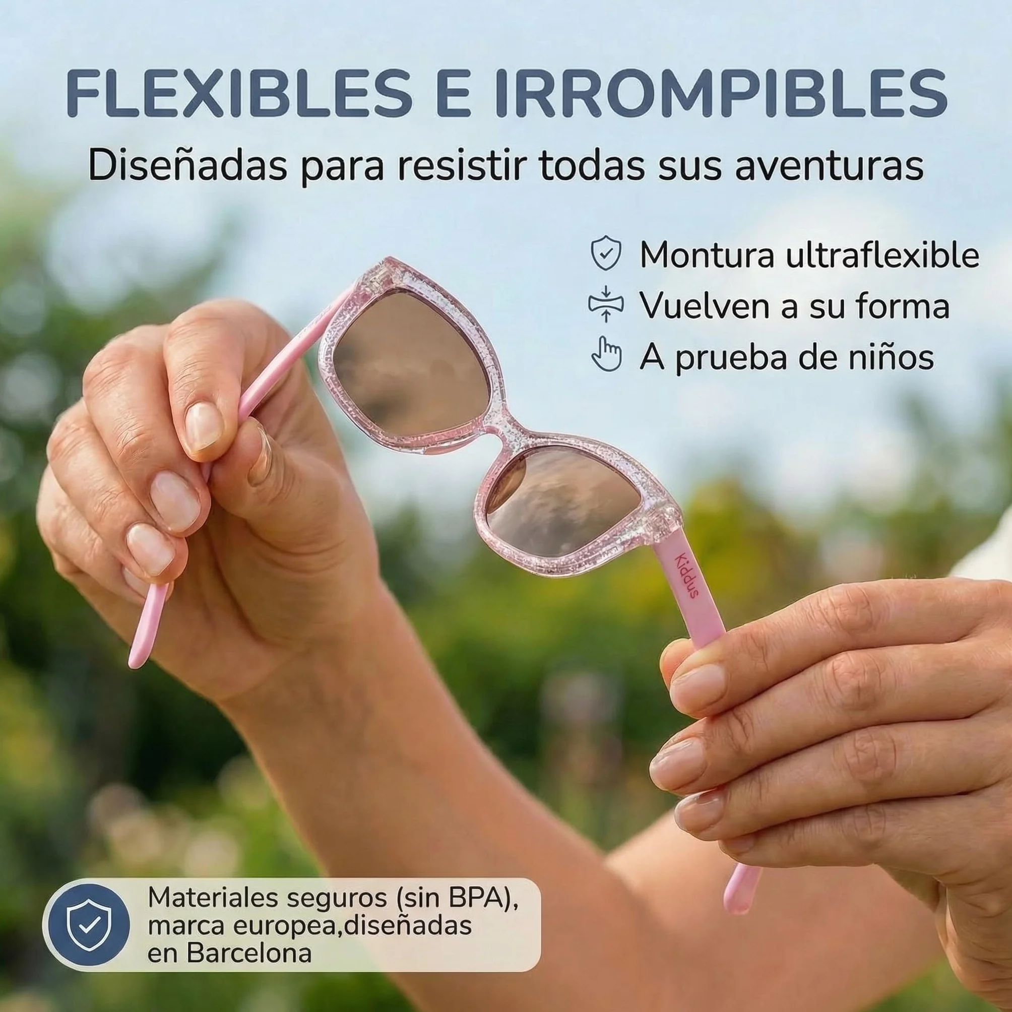 Kiddus Gafas de Sol Niña 4-8 Años Polarizadas UV400 CAT3 TR90 Flexible CE ISO REACH