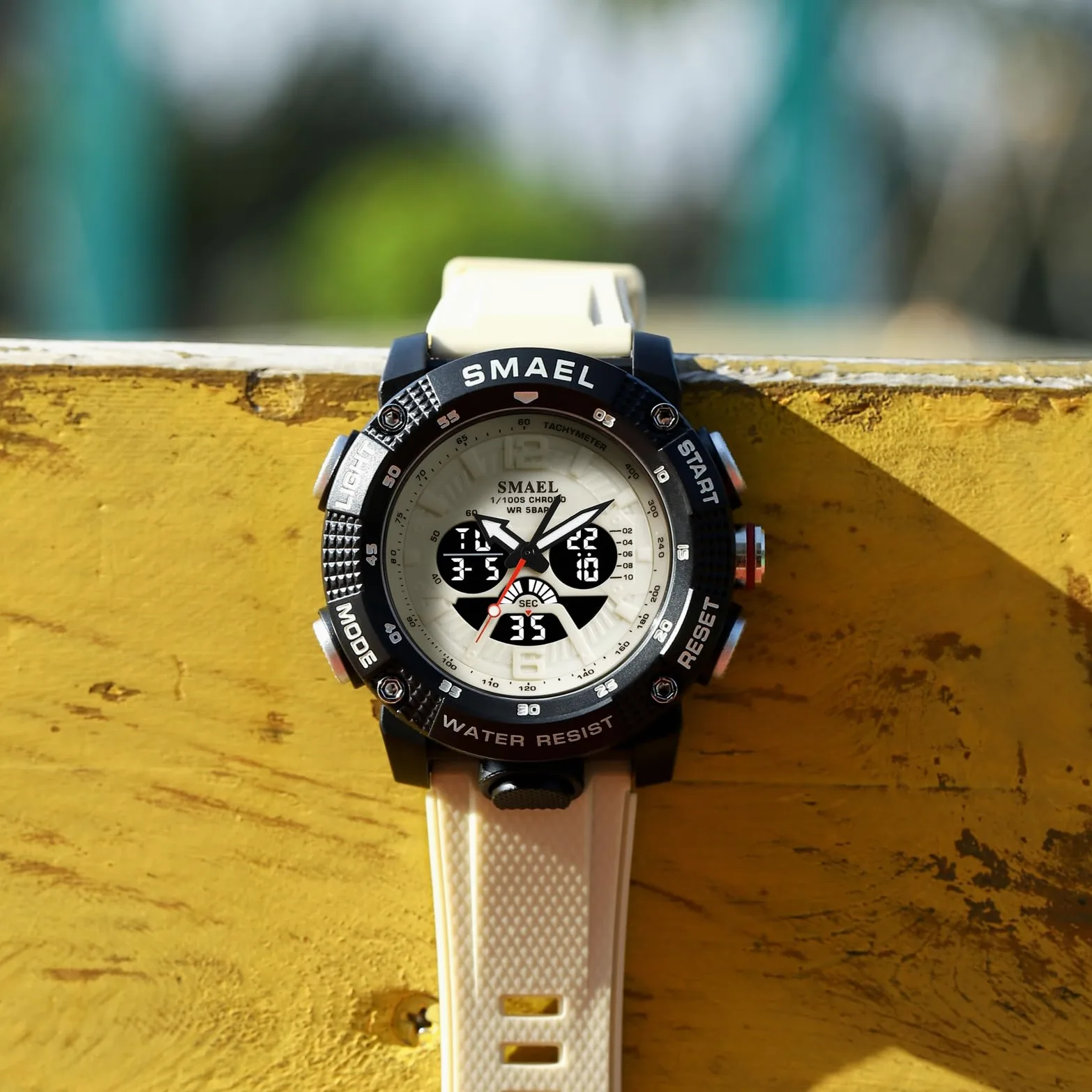 MASTOP Relojes de esfera grande para hombre, 5 ATM, para deportes al aire libre, militar, digital, transparente, multifunción, resistente al agua, con alarma, cronómetro, LED, resistente, para