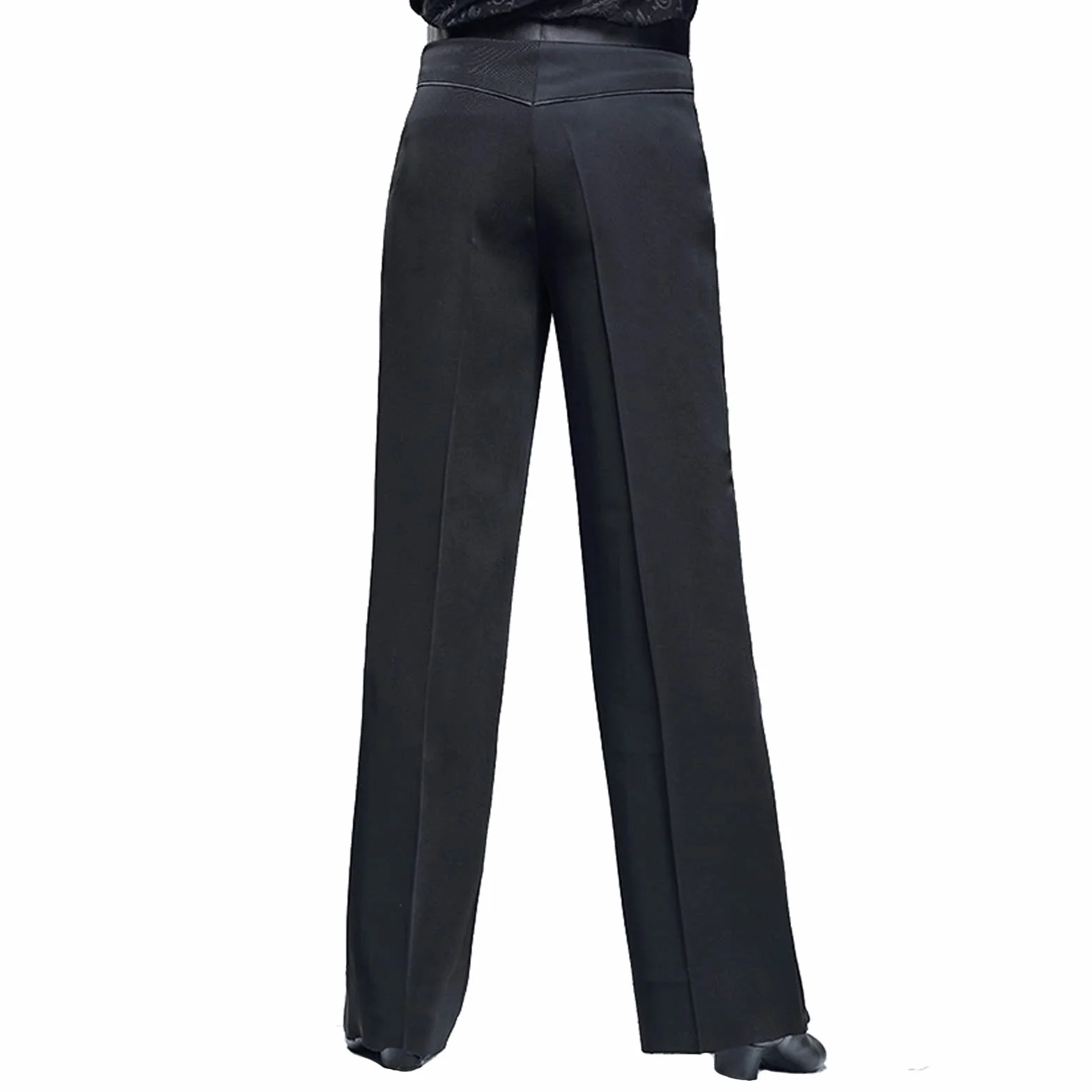 Pantalones de salón de baile latino para hombre, cintura elástica, color negro