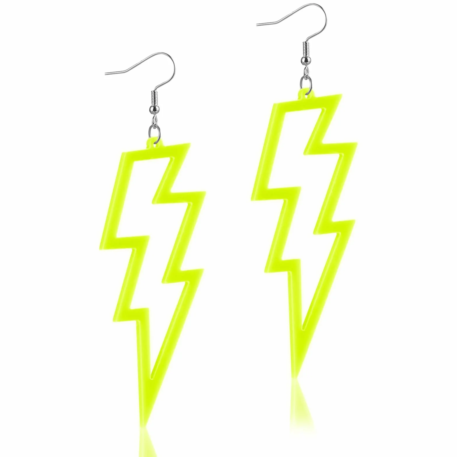 Pendientes de los años 80 para mujer, aretes acrílicos de neón, aretes de rayo, disfraz temático