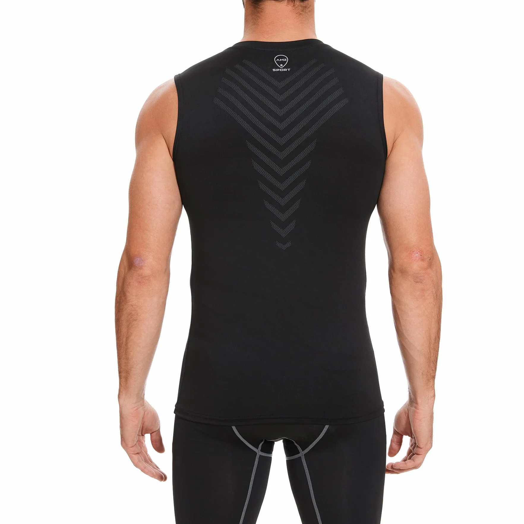 AMZSPORT Camiseta de compresión sin Mangas para Hombre Deportes Secado Rápido Baselayer