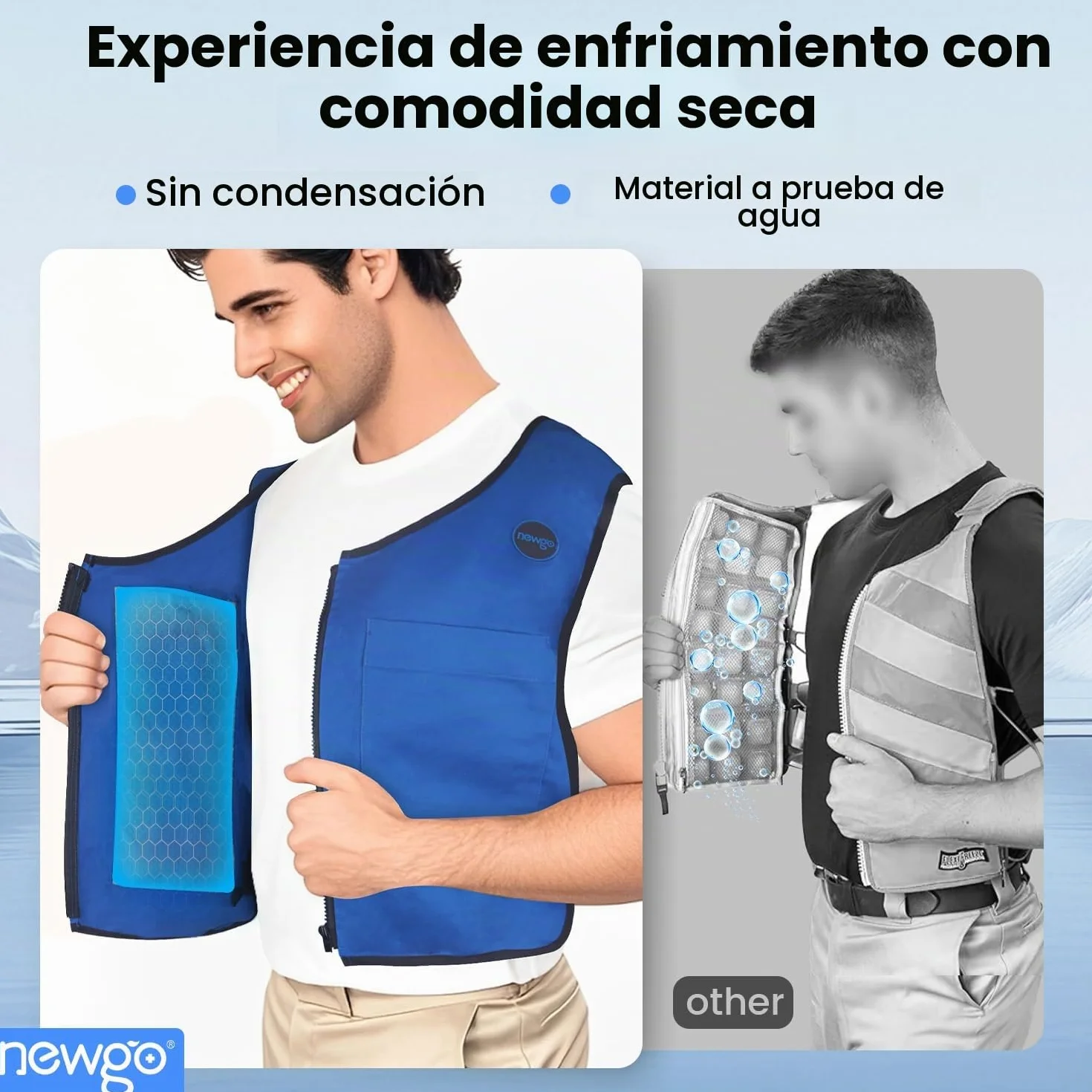 NEWGO Chaleco de hielo enfriamiento rápido ajustable con bolsillo para hombre mujer