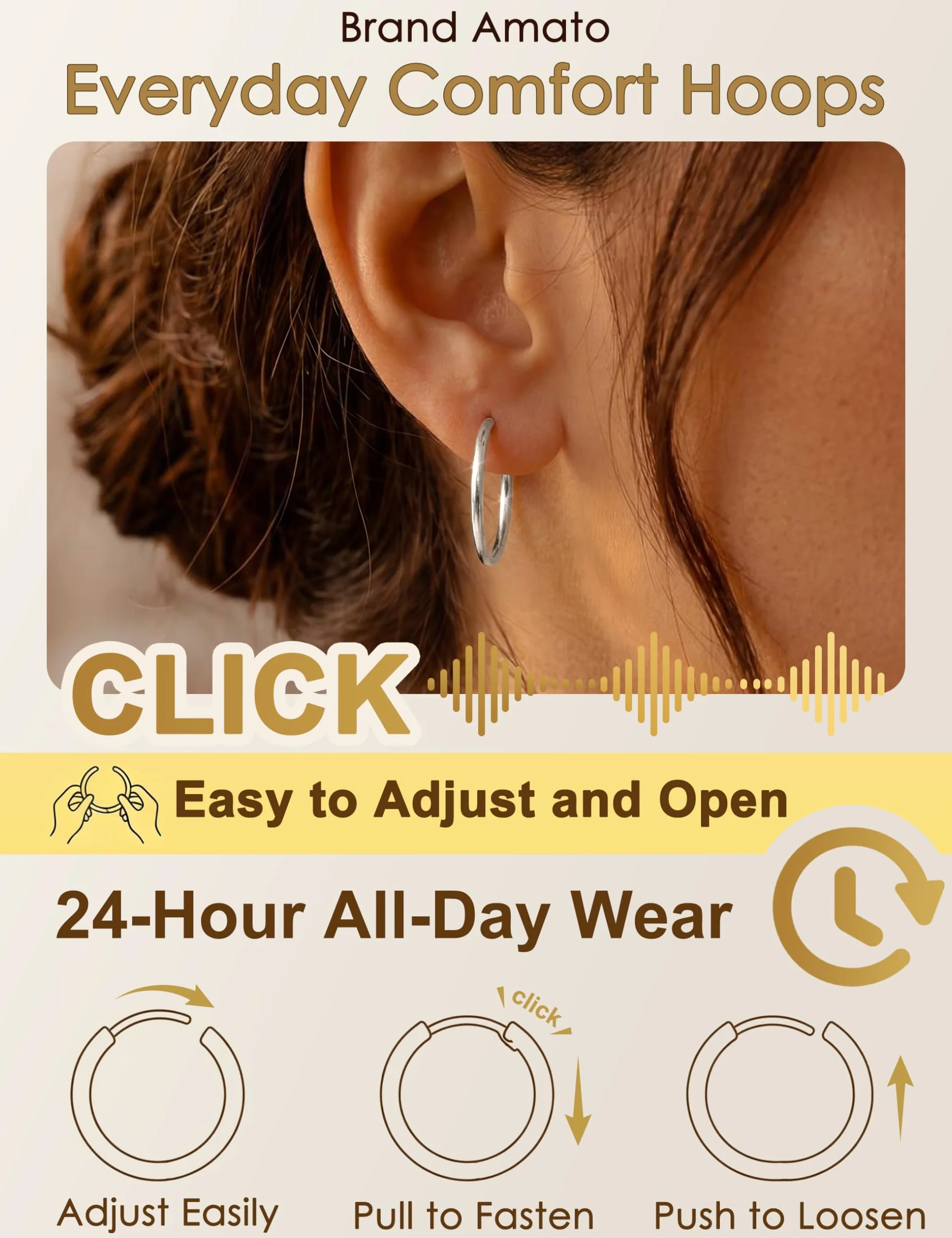 Pendientes de Aro 316L Acero Quirúrgico Hipoalergénico para Mujer Hombre 16G Cartílago Tragus Helix