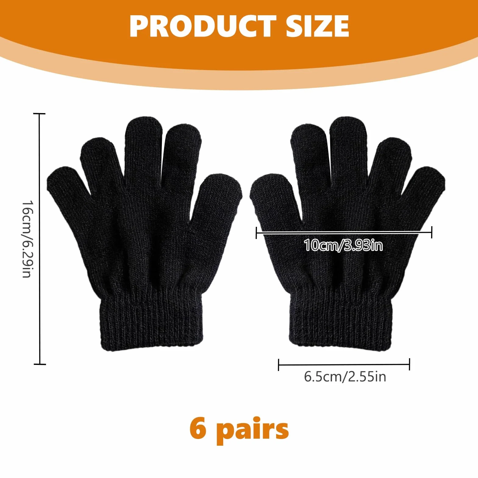 Guantes Elásticos Mágicos para Niños, Manoplas de Dedo Completo, Guantes de Punto Unisex, Cálidos de Invierno, Negro
