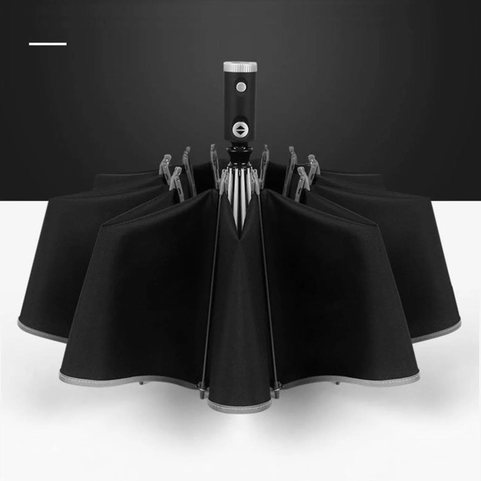 Mini Mubrella - Paraguas automático para mujer, reflectante, luz LED, tres paraguas plegables invertidos con 10 varillas resistentes al viento