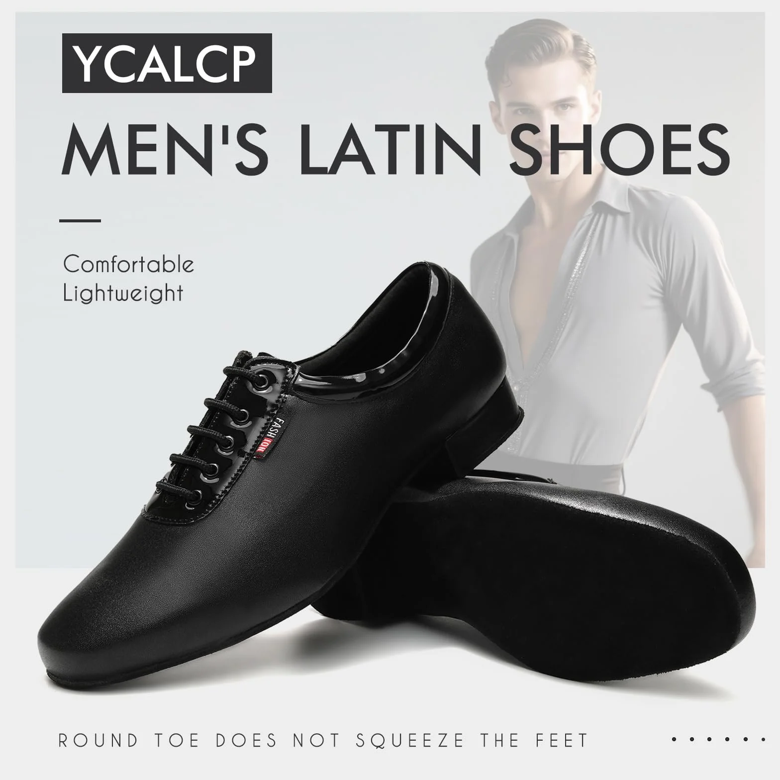 Zapatos de Baile Latino Hombre Negro Cordones Salsa Salón Tacon Bajo