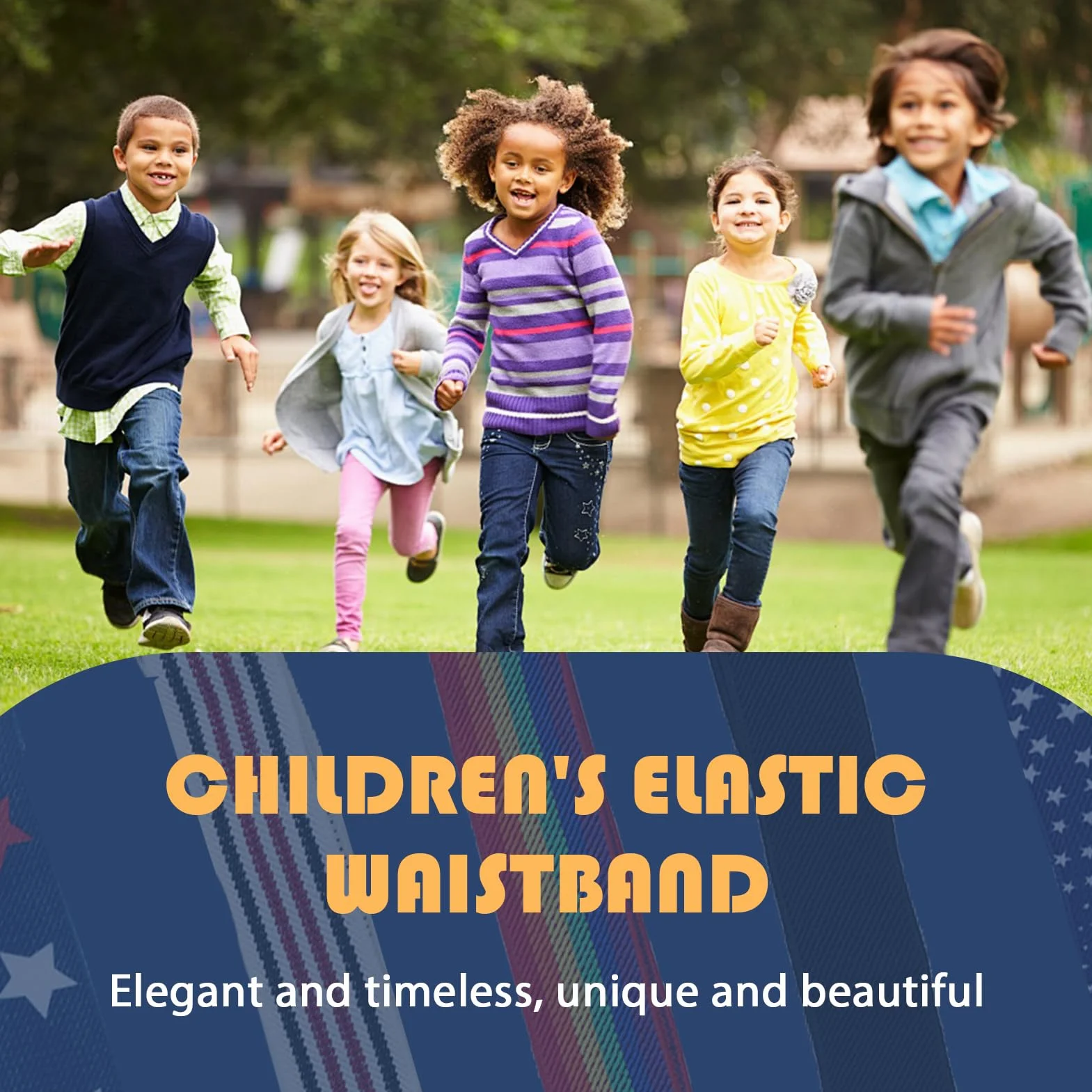 Cinturón elástico para niños ajustable 35-48 cm 5 piezas sin hebilla