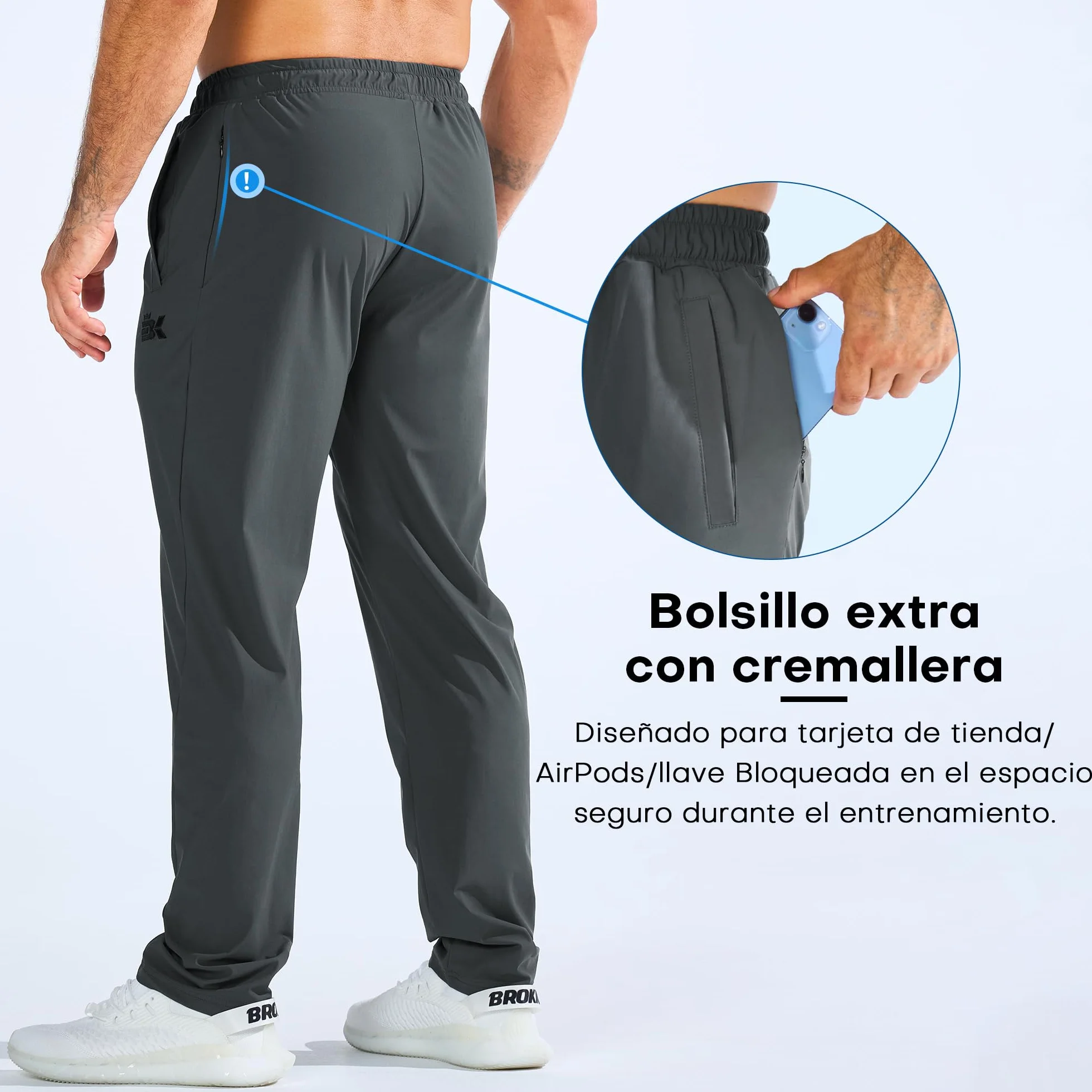 ZENWILL LightArmor Pantalones Deportivos Running Hombre Jogger Cremallera Bolsillo