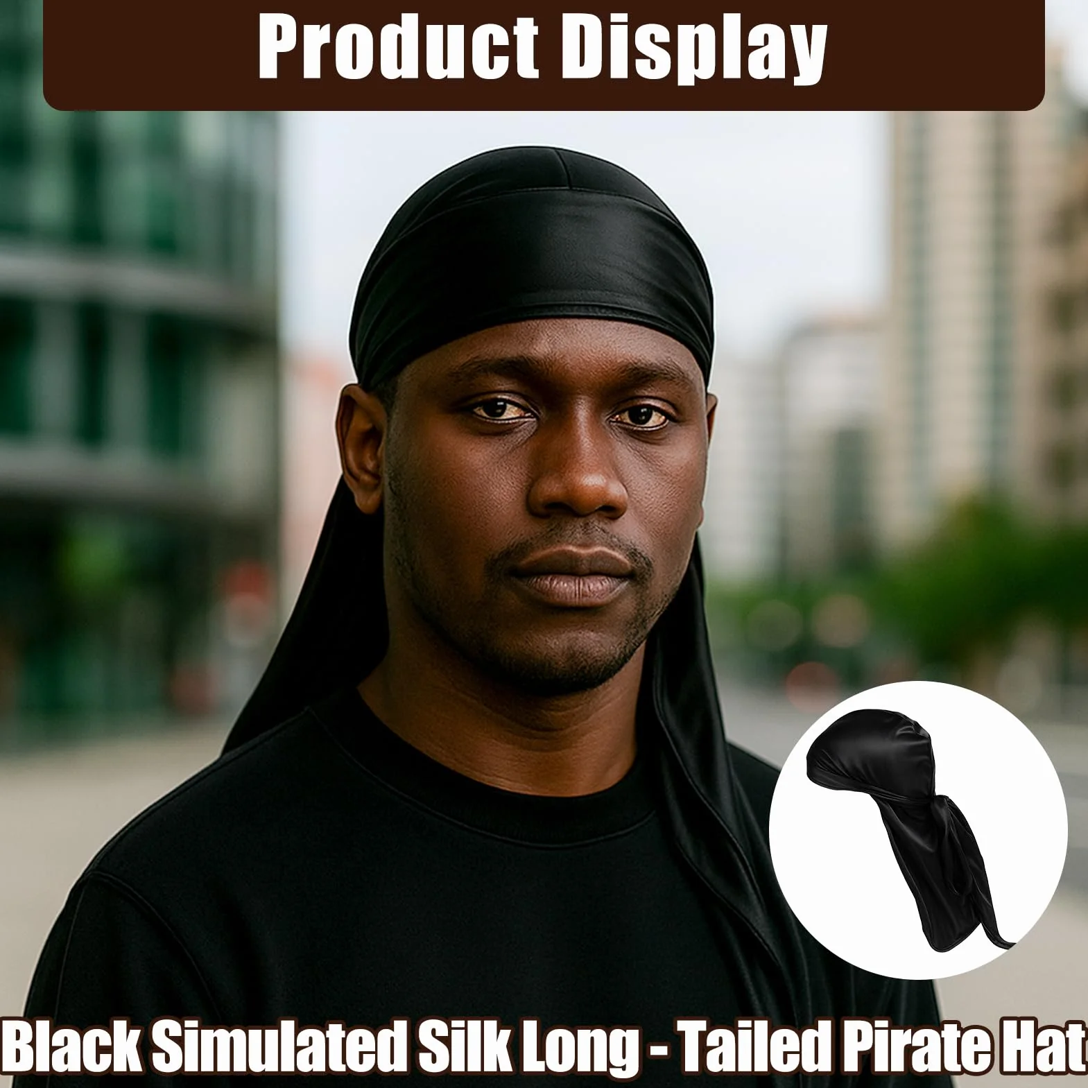 Durag De Seda Gorro De Onda Elástico Bandana Transpirable Secado Rápido Negro