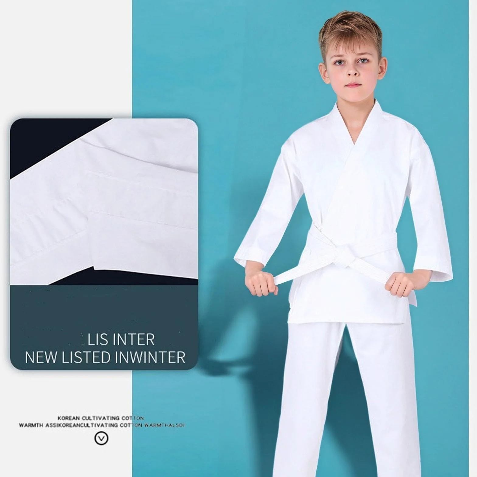 Traje de Entrenamiento Taekwondo Infantil con Cinturón y Pantalones
