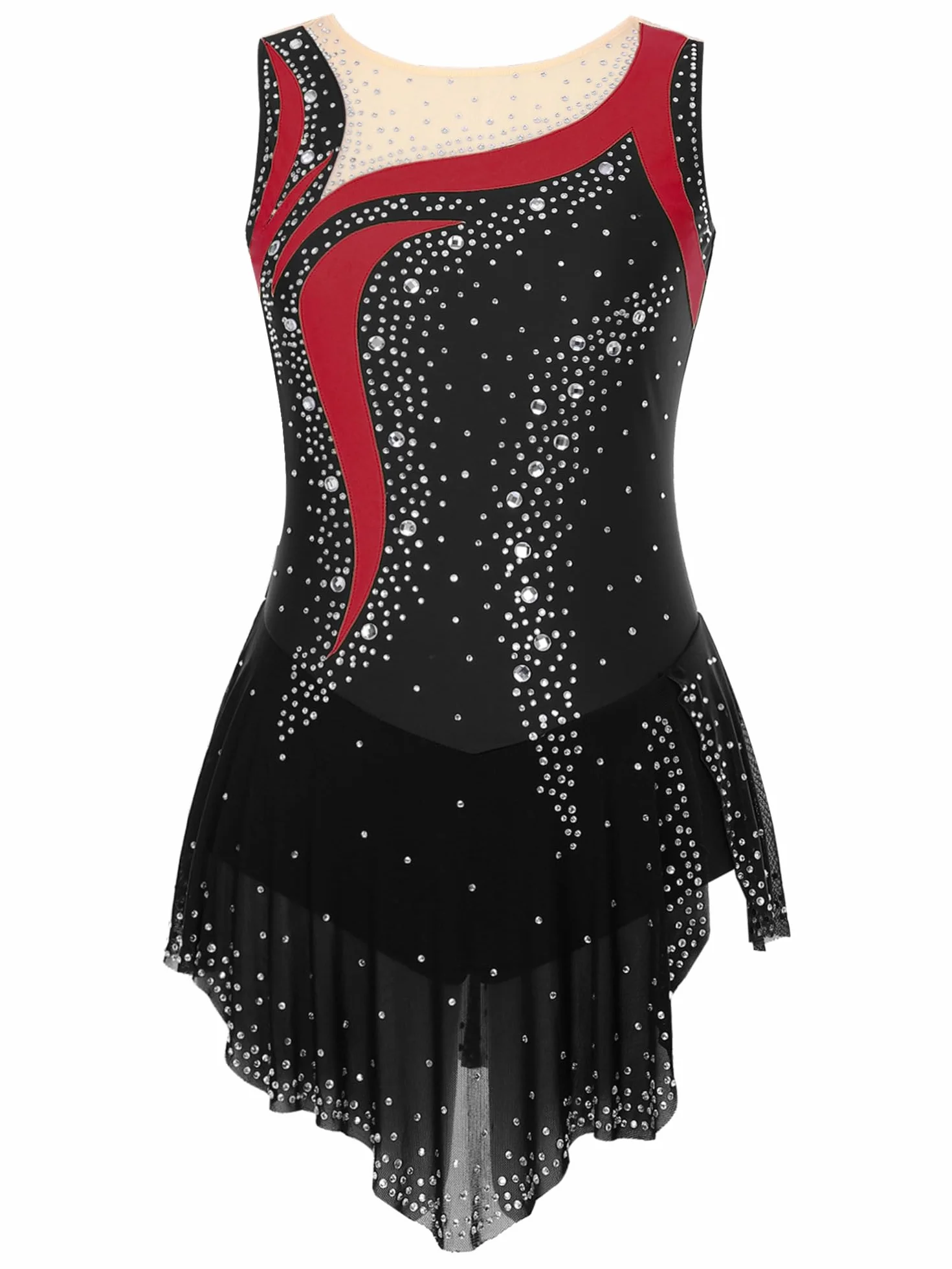 IEFIEL Vestido de Patinaje Artistico Mujer sin Mangas Maillot Leotardo Gimnasia Baile Lirico Moderno Disfraz Bailarina