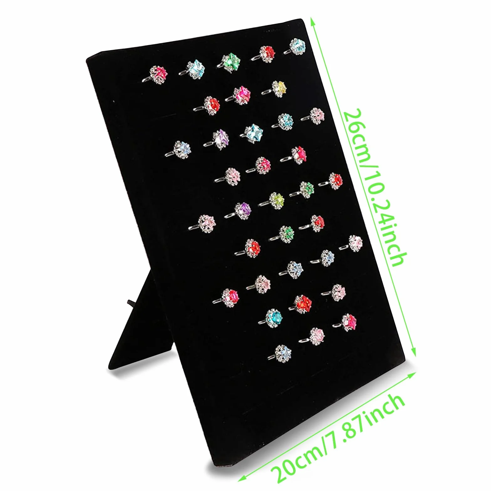 Bandeja para joyas, terciopelo negro, soporte para anillos con 50 compartimentos para tarjetas, joyero expositor de joyas, organizador de anillos, pendientes, expositor de anillos